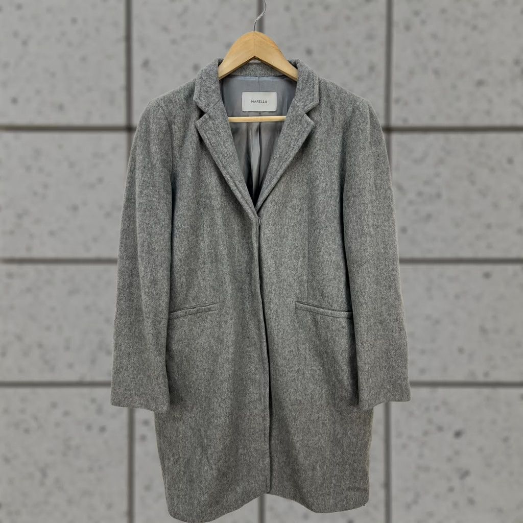 Marella Marella Wool Coat Jacket Ladies UK 12 US 8 Gray Vintage Coat Marella Women Wool Fall Winter Casual Business Size M / US 6-8 / IT 42-44 - 1 Thumbnail