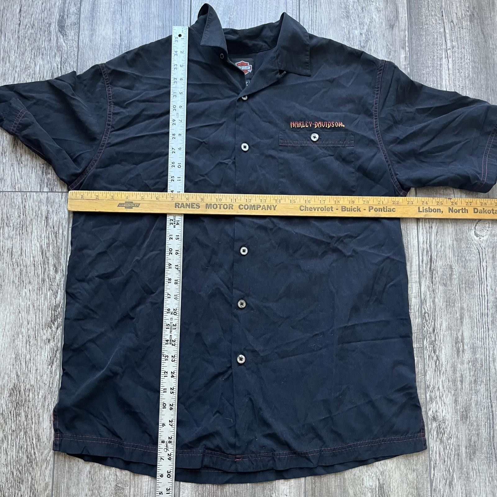 Harley Davidson × Vintage Vintage Embroidered Silk Harley Davidson Flame Eagle Shirt Size US L / EU 52-54 / 3 - 3 Thumbnail