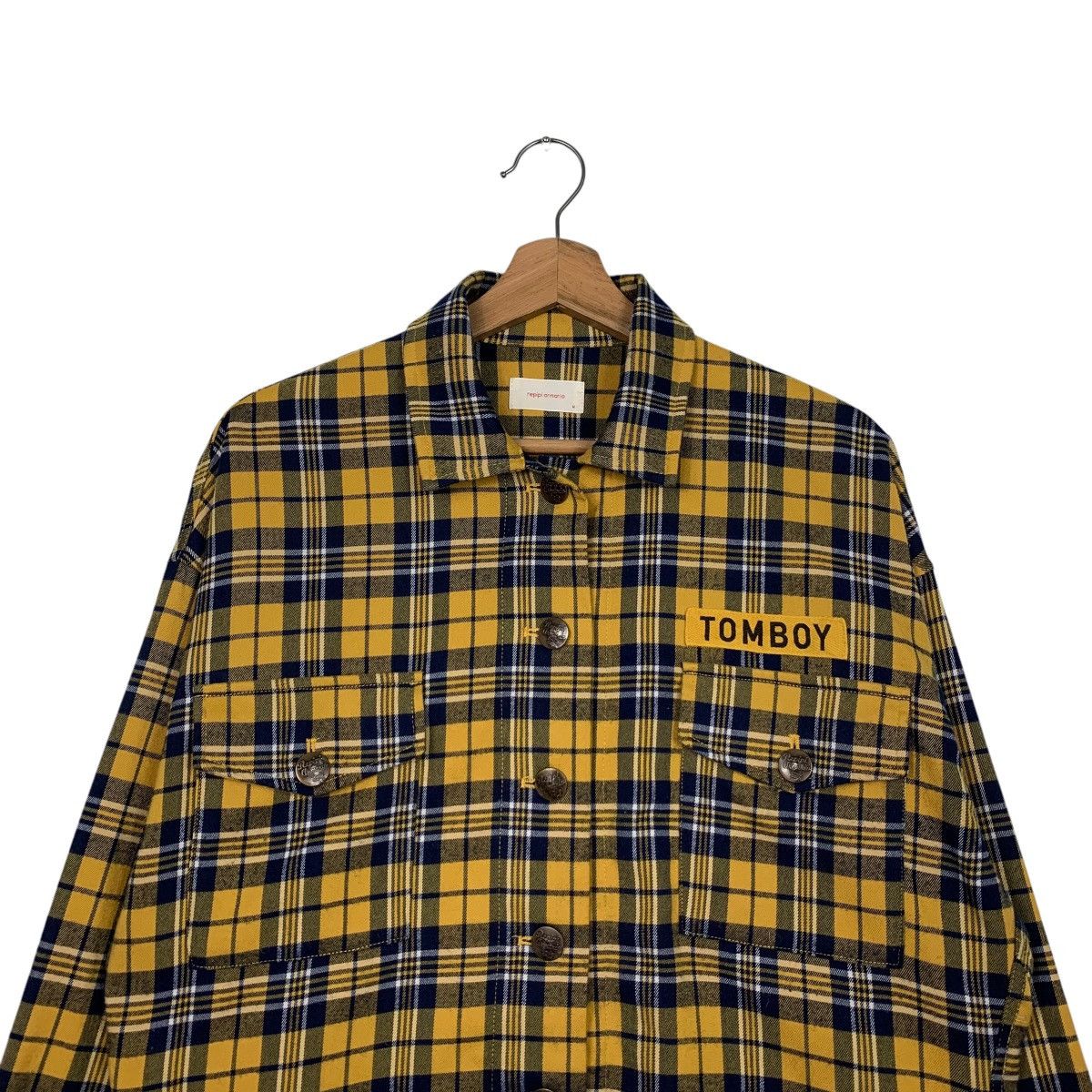 Japanese Brand REPIPI ARMARIO Yellow Check Crop Flannel Jacket #2600-C117 Size M / US 6-8 / IT 42-44 - 2 Thumbnail