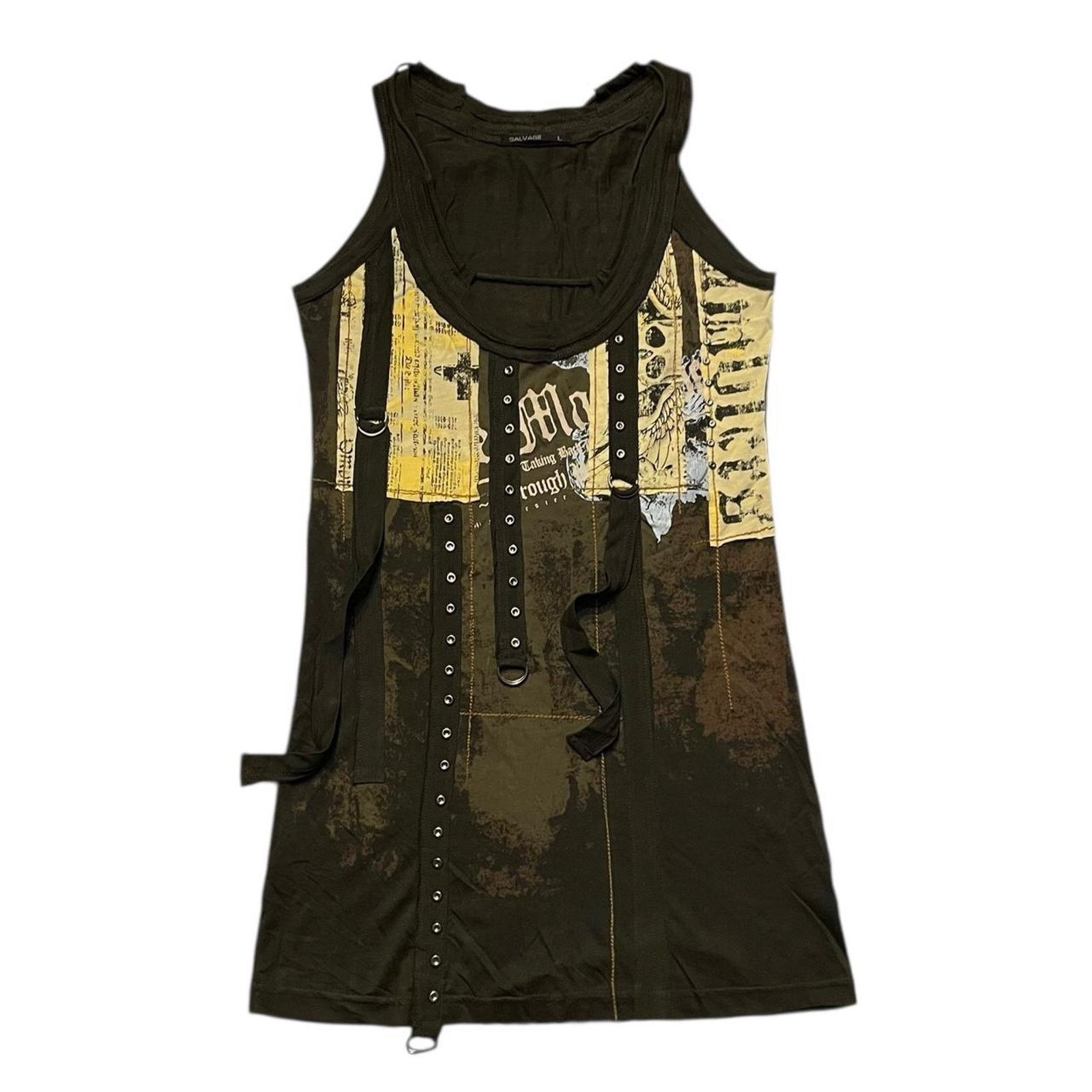 Salvage NWOT Vintage Y2K Salvage grunge punk goth lace-up tank dress Size L / US 10 / IT 46 - 1 Thumbnail
