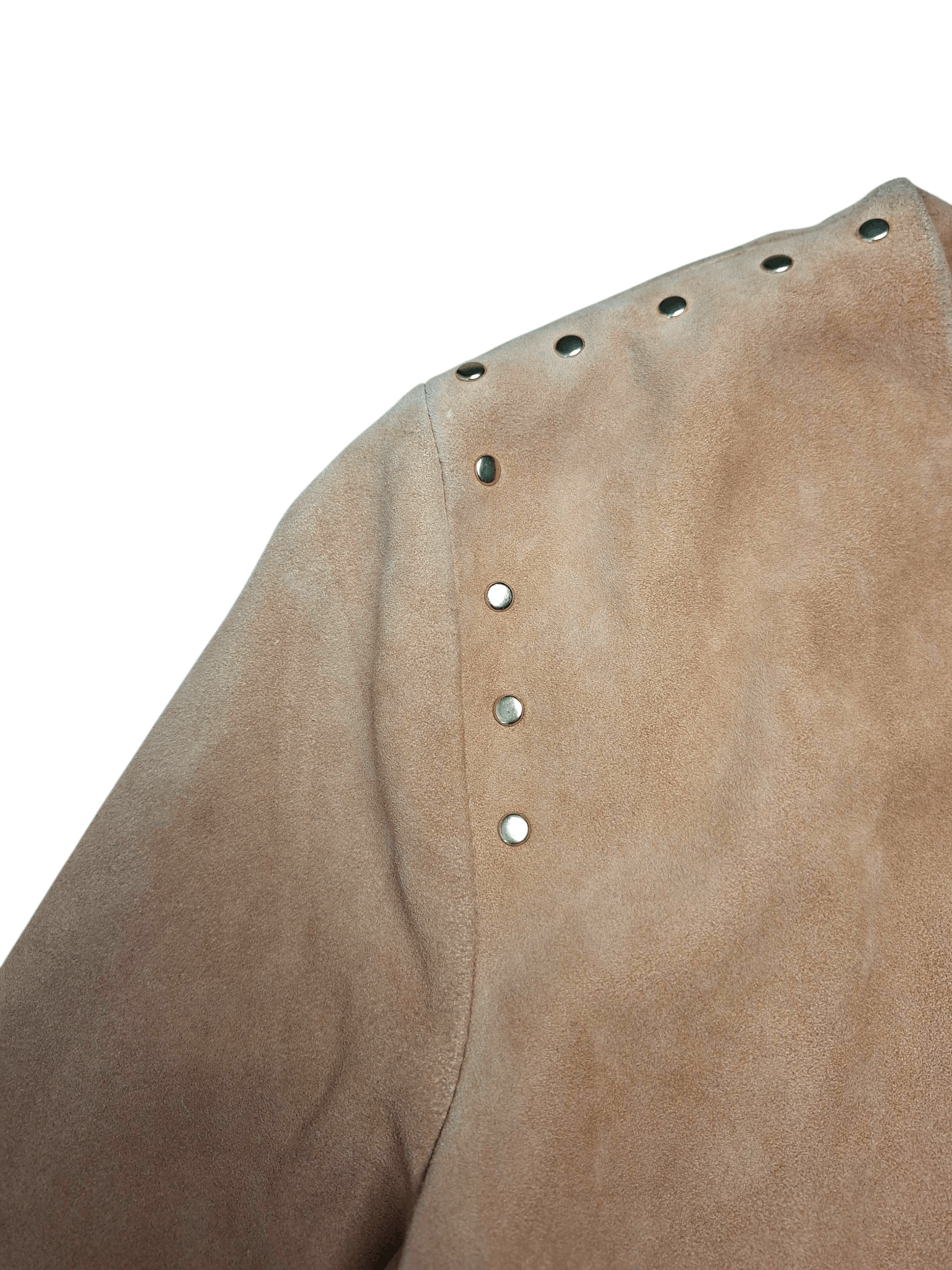 TWINSET TWIN-SET Simona Barbieri Suede Studded Jacket Tan Brown Size S / US 4 / IT 40 - 14 Thumbnail