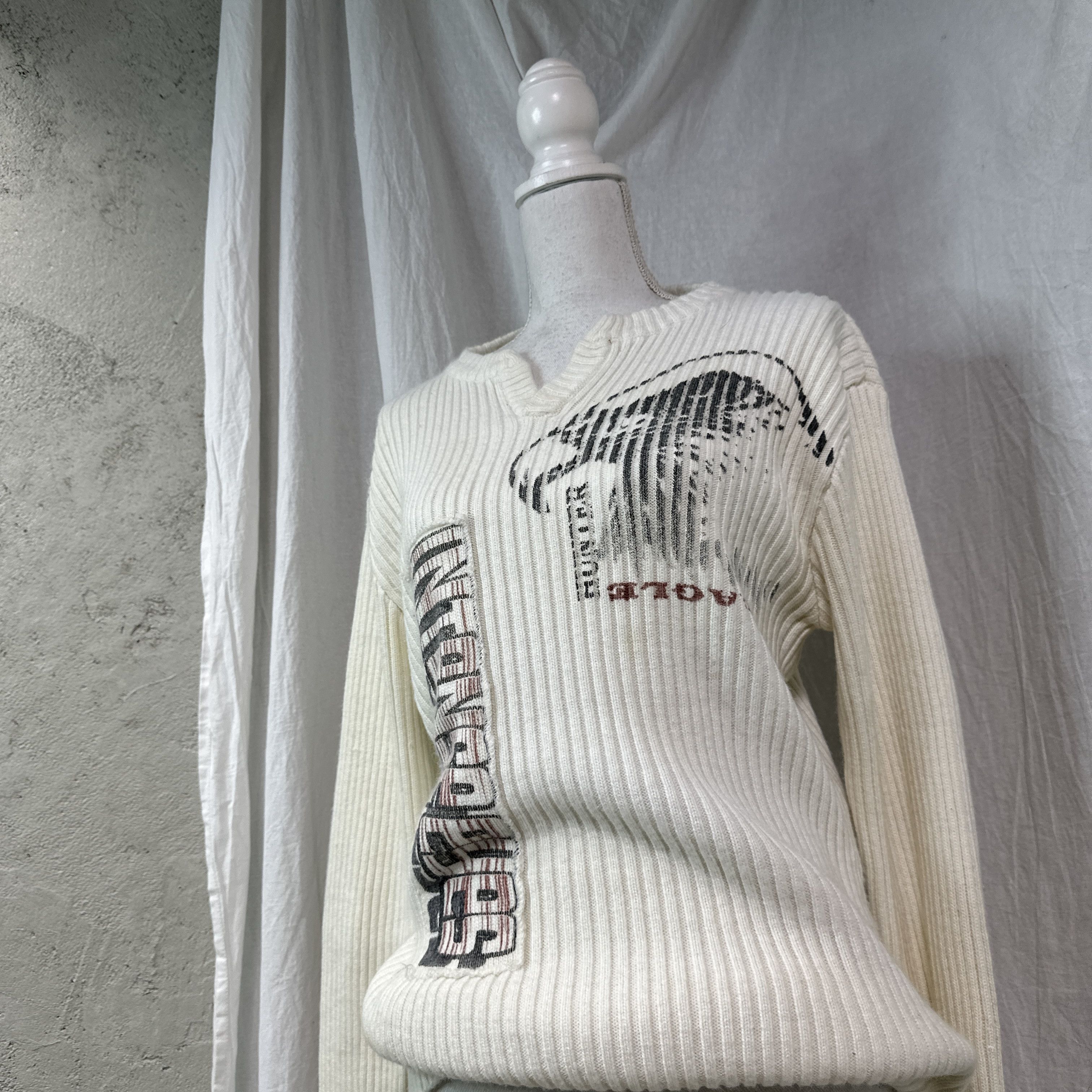 Vintage Vintage Streetwear Skater Ribbed Printed Sweater Y2K Size US L / EU 52-54 / 3 - 6 Thumbnail