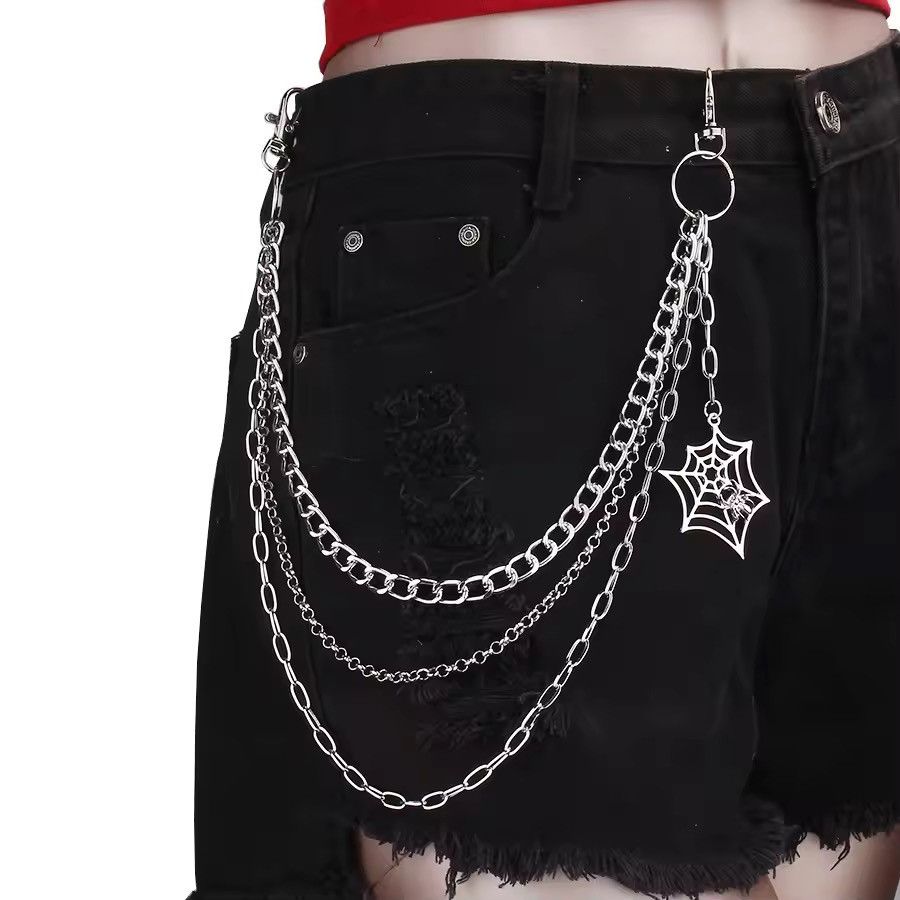 Jewelry Spider Web Chain Wallet Chain, Gothic Punk Accessory Size ONE SIZE - 1 Thumbnail