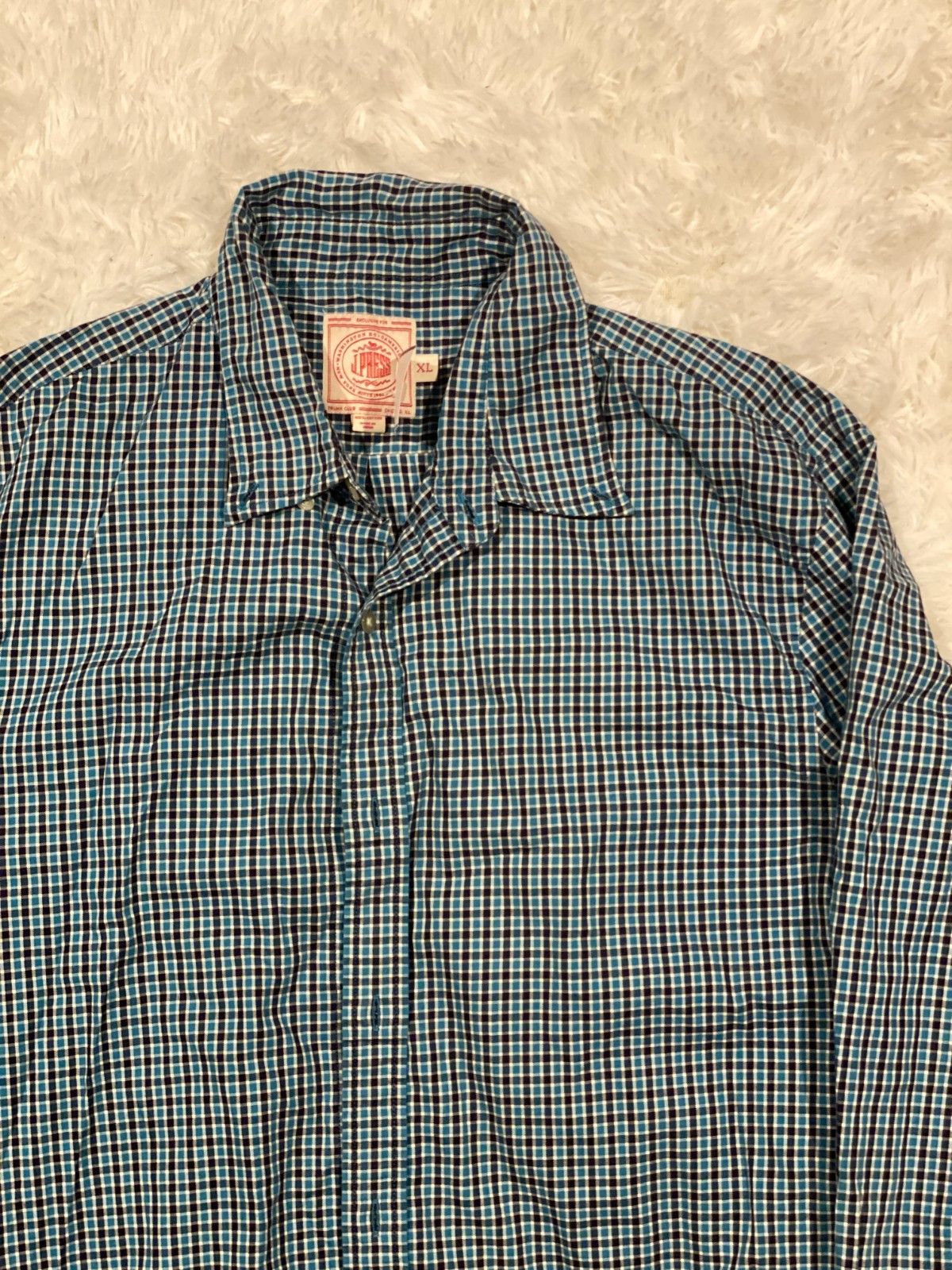 J. Press J. PRESS Mens Size XL Blue Gingham Check Button Down Sport Size US XL / EU 56 / 4 - 1 Thumbnail