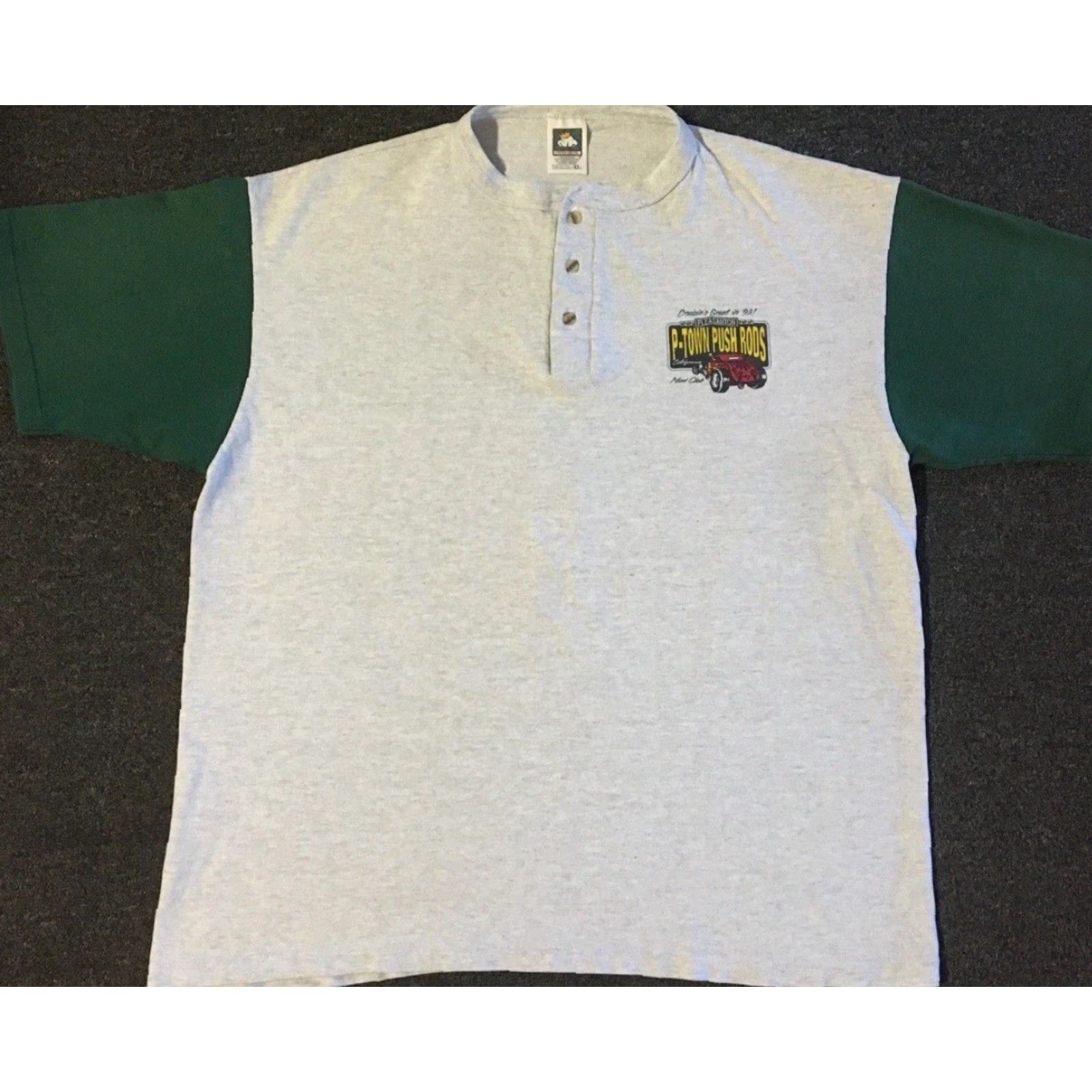 NASCAR VINTAGE Pleasanton Drag Racing Shirt XL Gray Henley 90s Grunge NASCAR Single Stitch Mens Size US XL / EU 56 / 4 - 2 Thumbnail