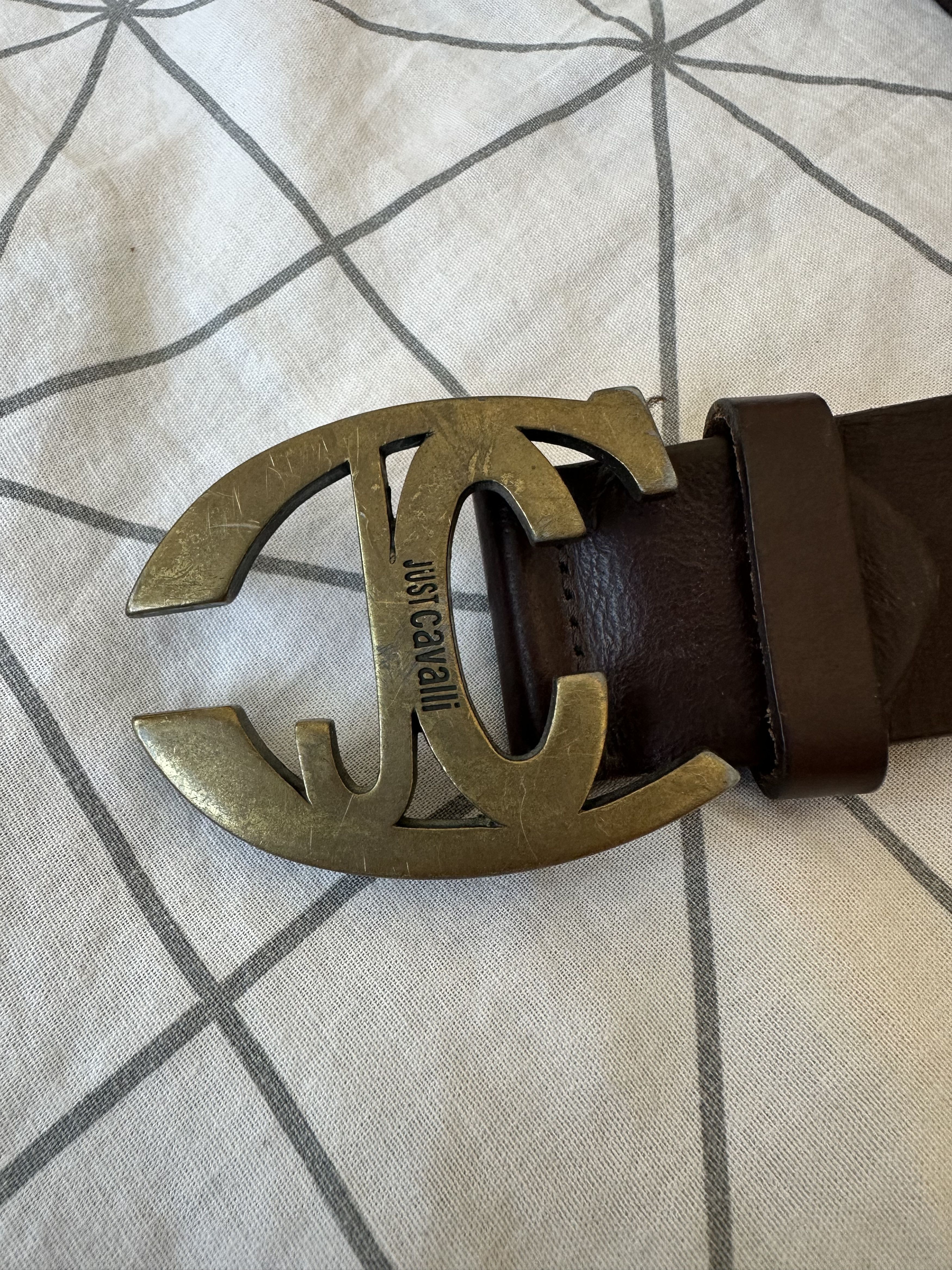 Just Cavalli Just Cavalli Vintage Logo Brown Leather Belt Size ONE SIZE - 3 Thumbnail