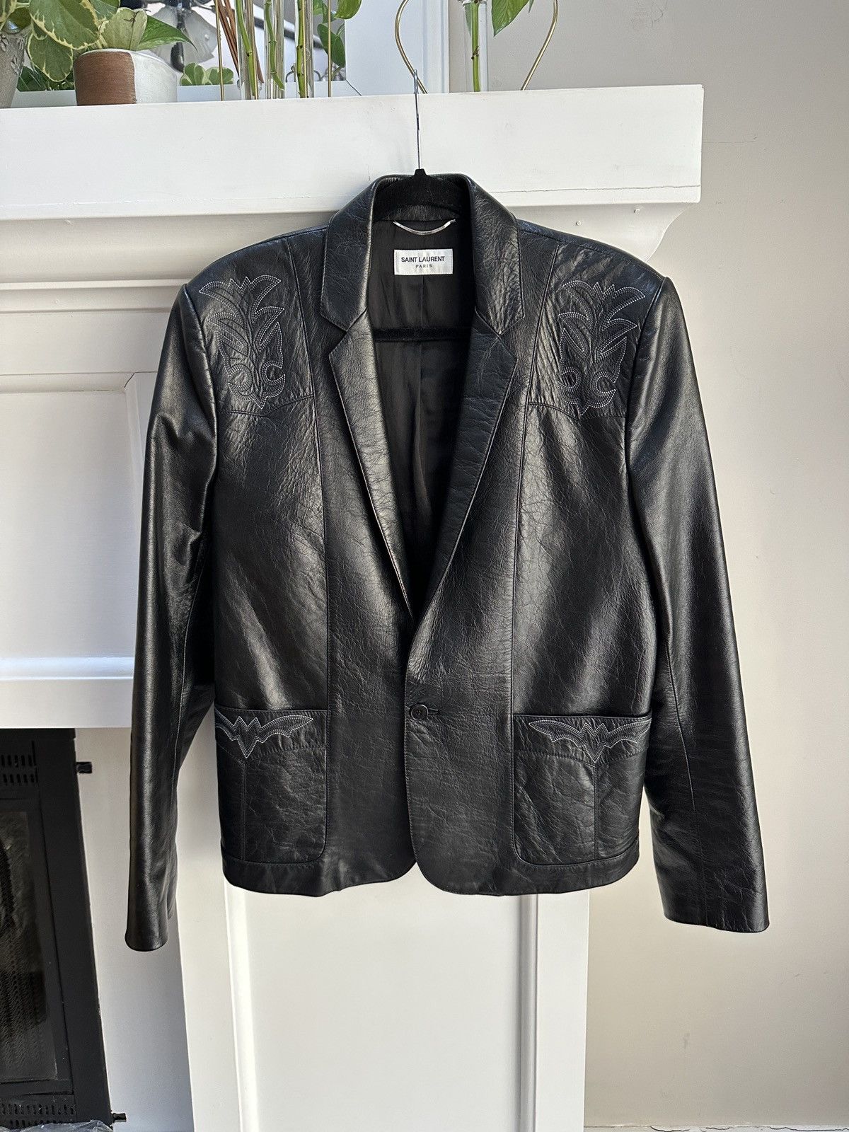 SS19 Leather Jacket Blazer Western Detail