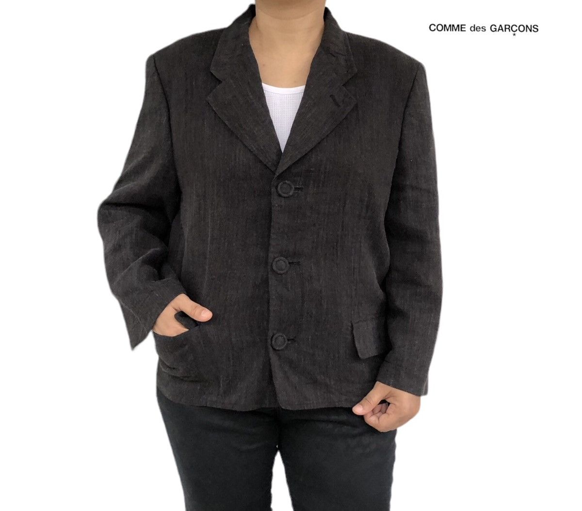 Comme des Garcons Comme des Garçons Trickot Silk Lined Blazer Jacket Size M / US 6-8 / IT 42-44 - 1 Thumbnail