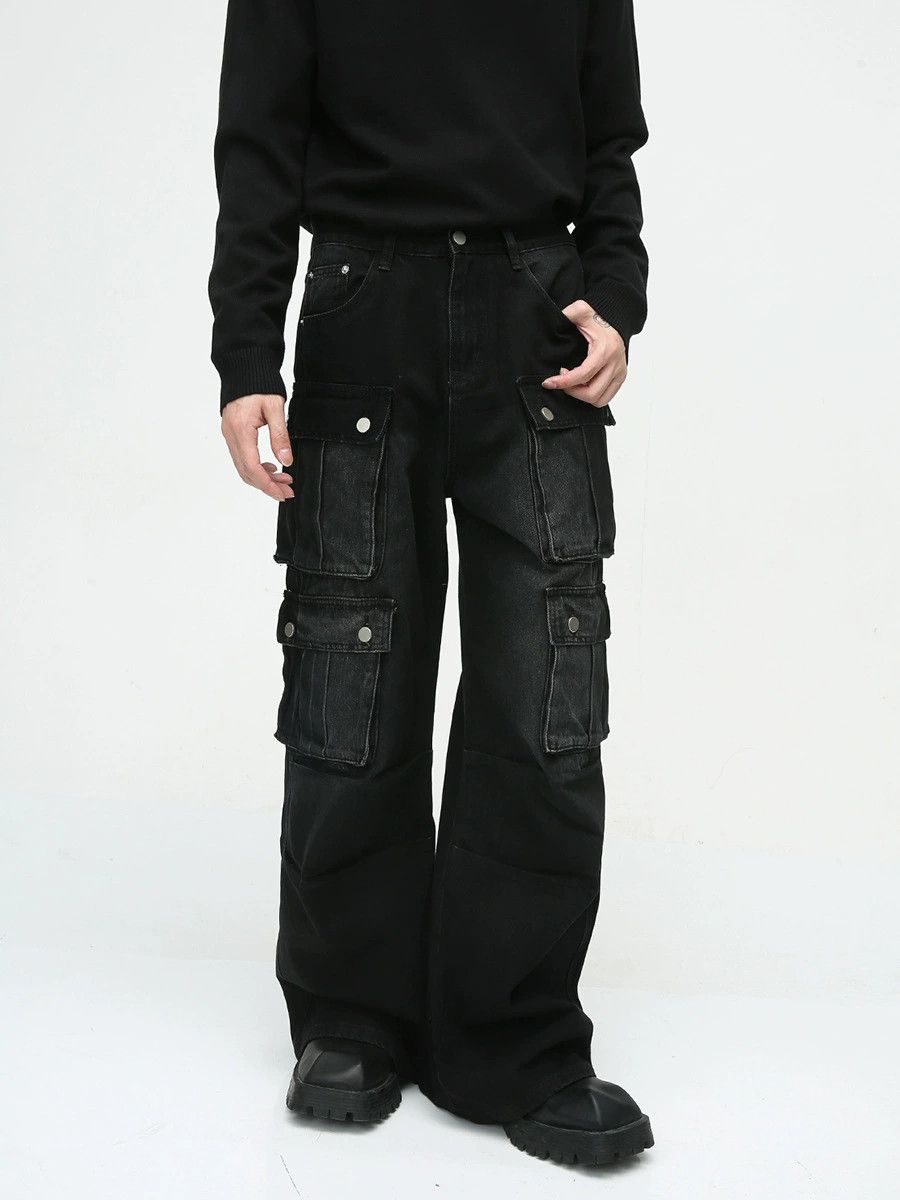Vintage Vintage multi-pocket distressed cargo wide-leg jeans Size US 32 / EU 48 - 2 Thumbnail
