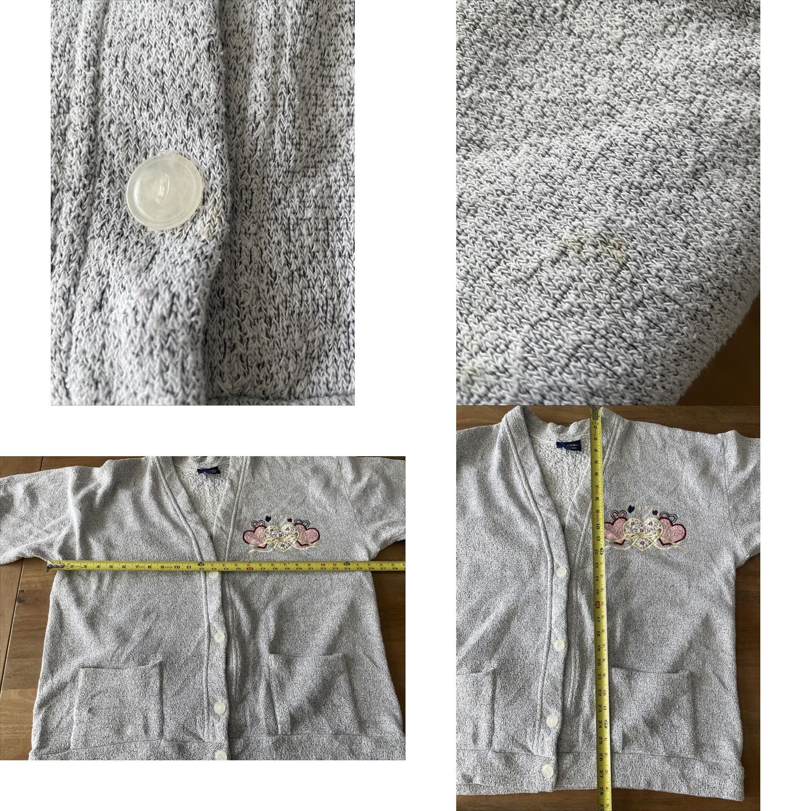 Vintage VINTAGE Cardigan Sweater 2XL Gray Embroidered Women's Aces USA Terry Knit Long Sleeve Regular Fit Size XXL / US 16-18 / IT 52-54 - 8 Thumbnail