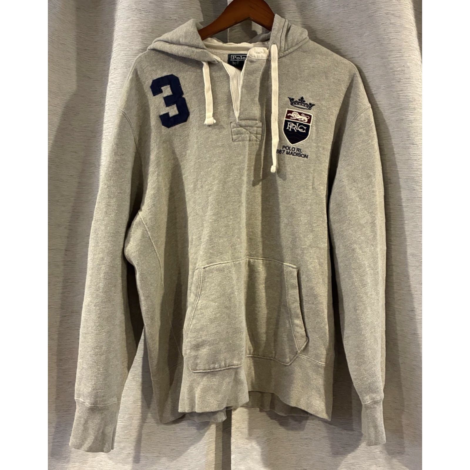 Polo Ralph Lauren VINTAGE Polo Ralph Lauren Hoodie rugby Madison XL Gray Sweatshirt Pullover Shirt Men Size US XL / EU 56 / 4 - 2 Thumbnail