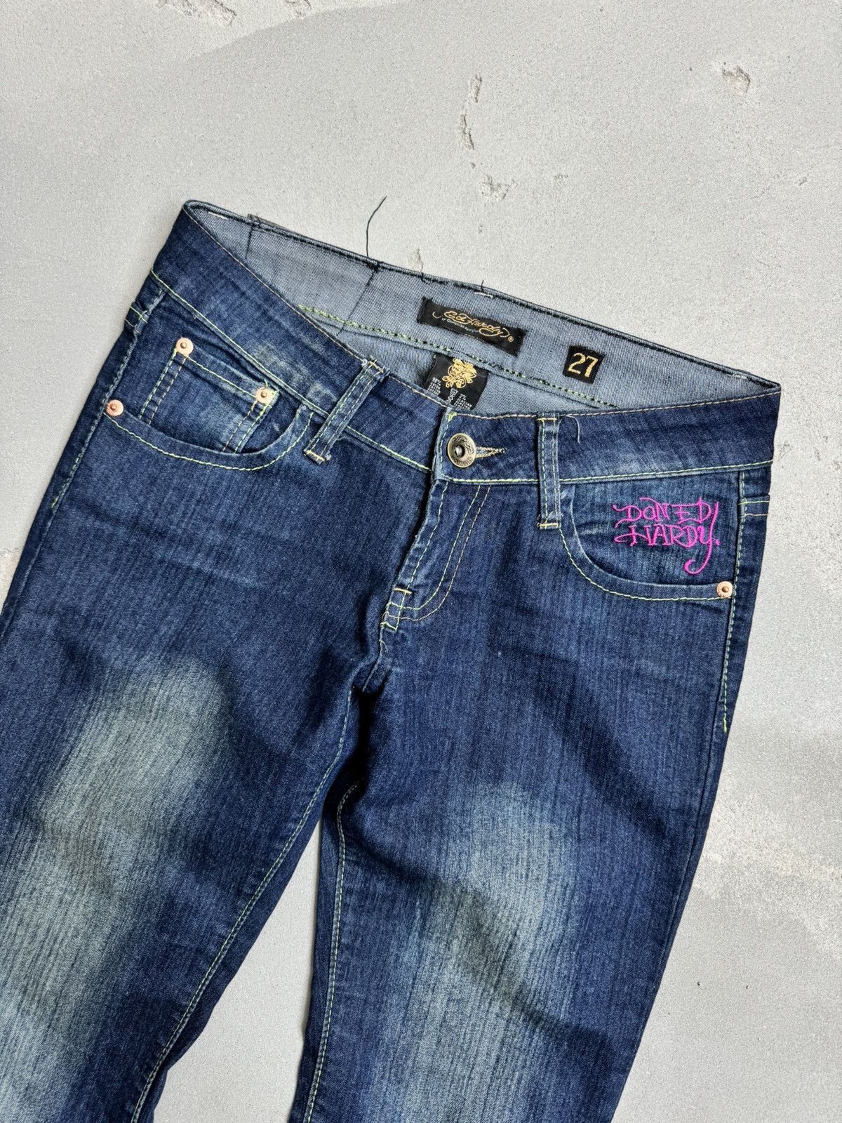 Ed Hardy Vintage Ed Hardy Jeans Skull Tattoo Embroidered Logo Size 27" / US 4 / IT 40 - 5 Thumbnail