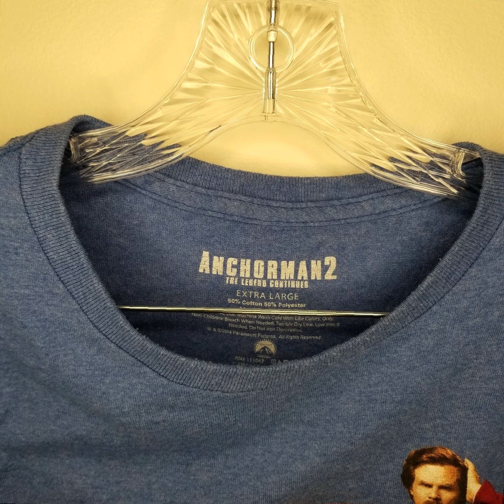 Vintage Anchorman 2 T-Shirt Men XL Blue No Touching Of The Hair Or Face Graphic Shirt Size US XL / EU 56 / 4 - 4 Thumbnail