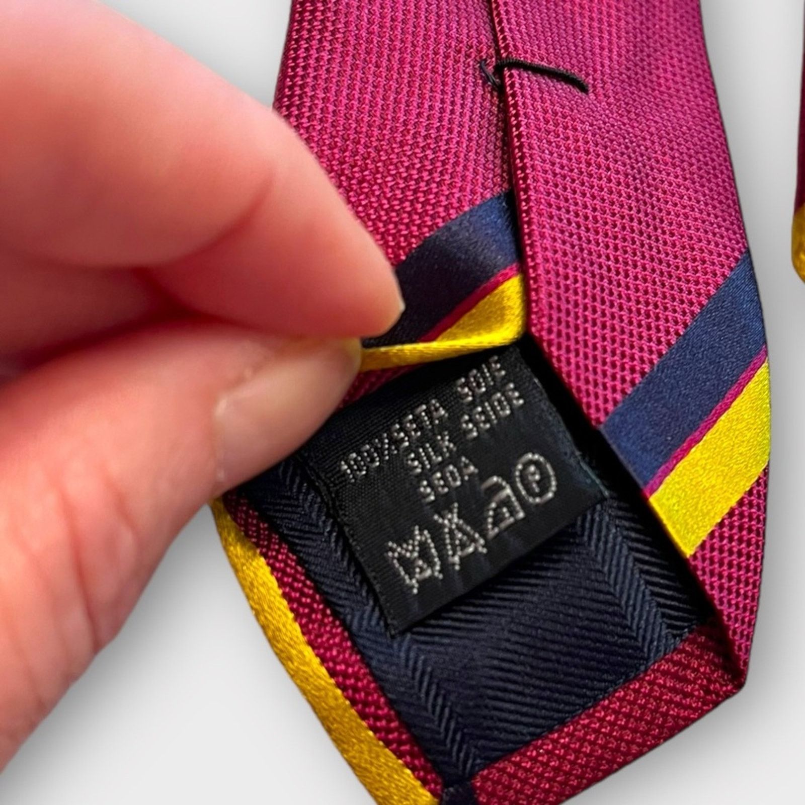 Burberry BURBERRY berry, navy & gold diagonal stripe silk tie Size ONE SIZE - 6 Thumbnail
