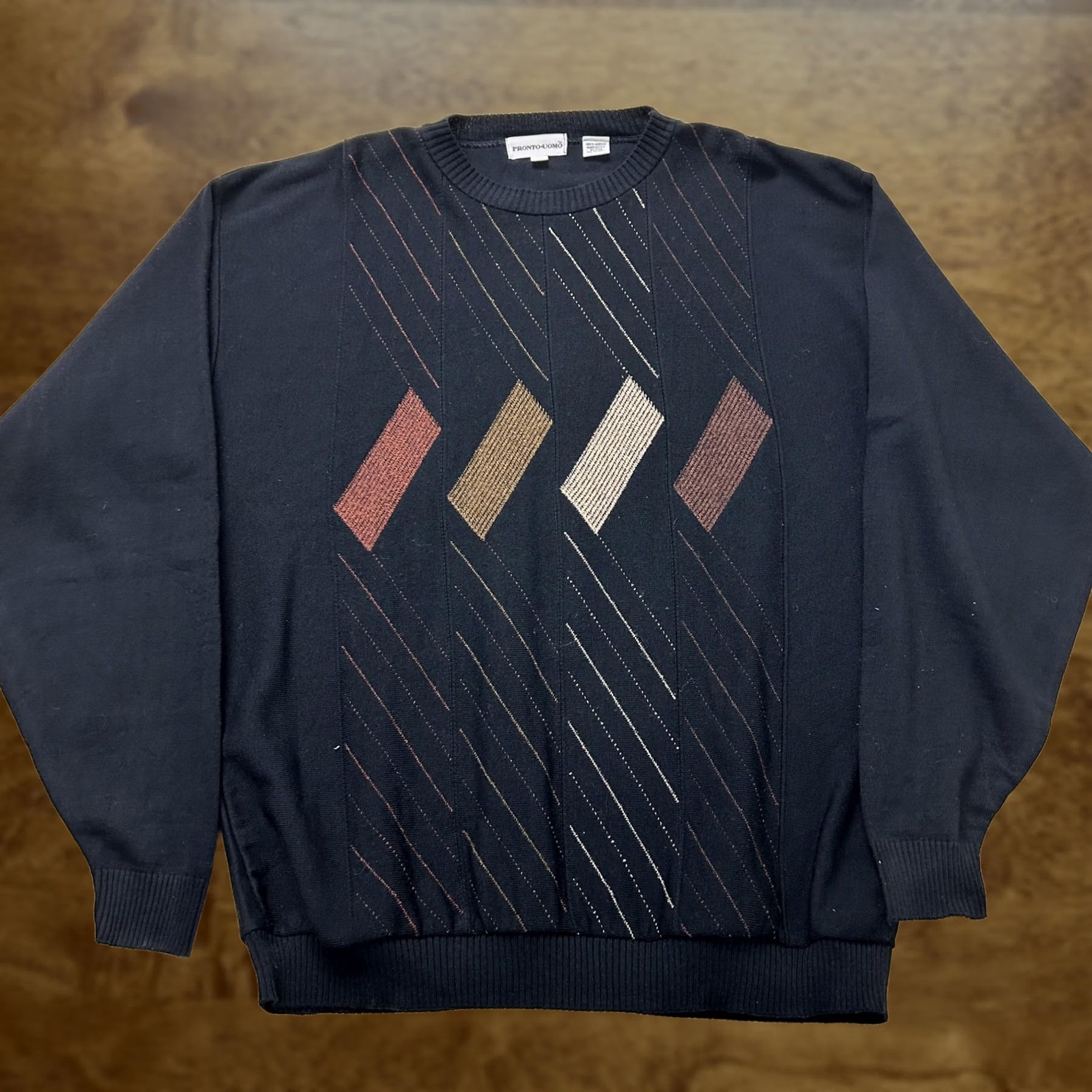 Pronto Uomo Pronto Uomo Sweater Mens XLT Black Argyle Crewneck Acrylic Pullover Big Tall Size US XL / EU 56 / 4 - 1 Thumbnail