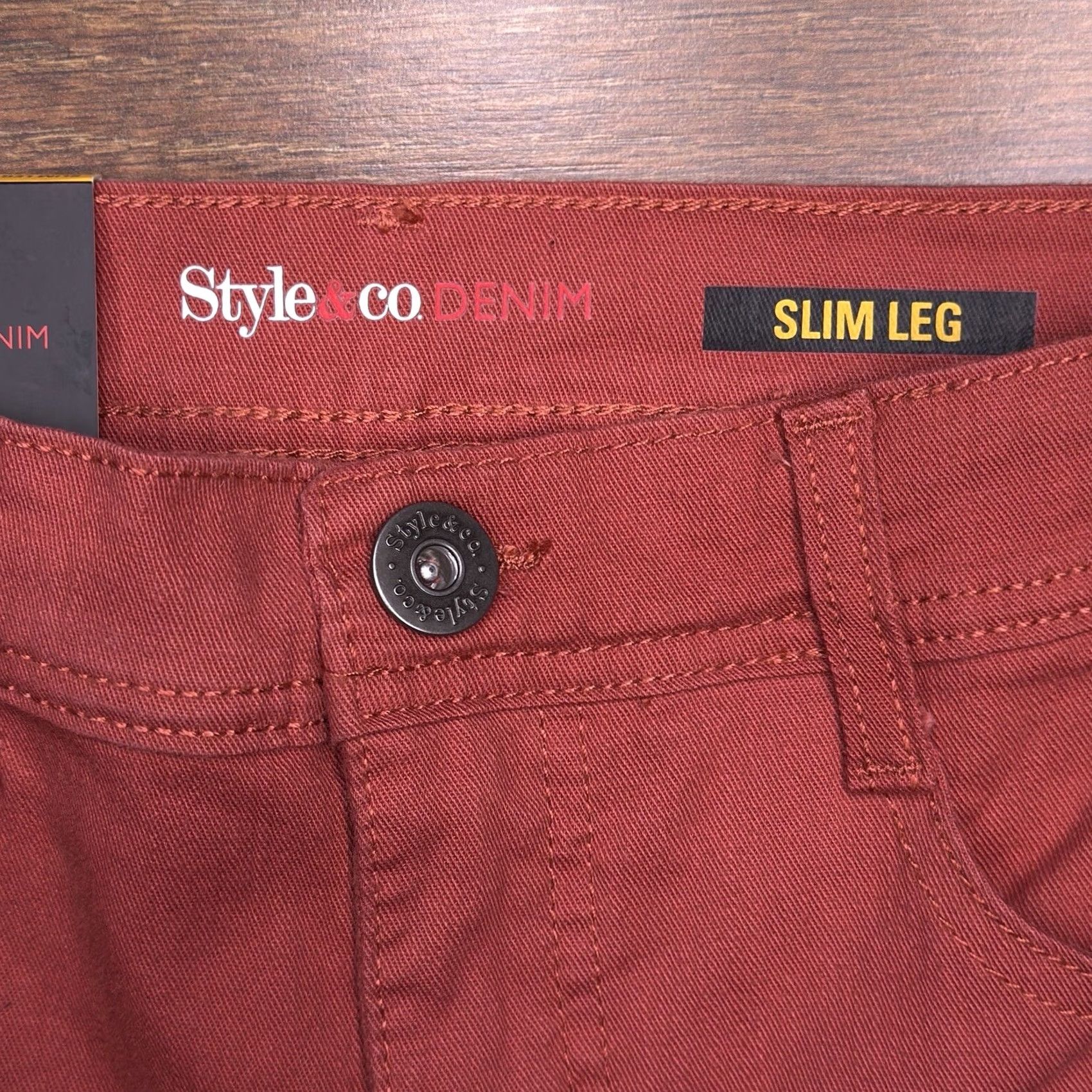 Vintage Style&co Slim Leg Jeans Womens 4 Petite Red High Rise Stretch New Size 27" / US 4 / IT 40 - 4 Thumbnail