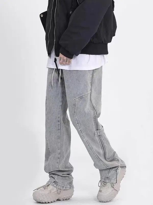 VIBE Distressed washed side zip micro-flare jeans Size US 32 / EU 48 - 4 Thumbnail