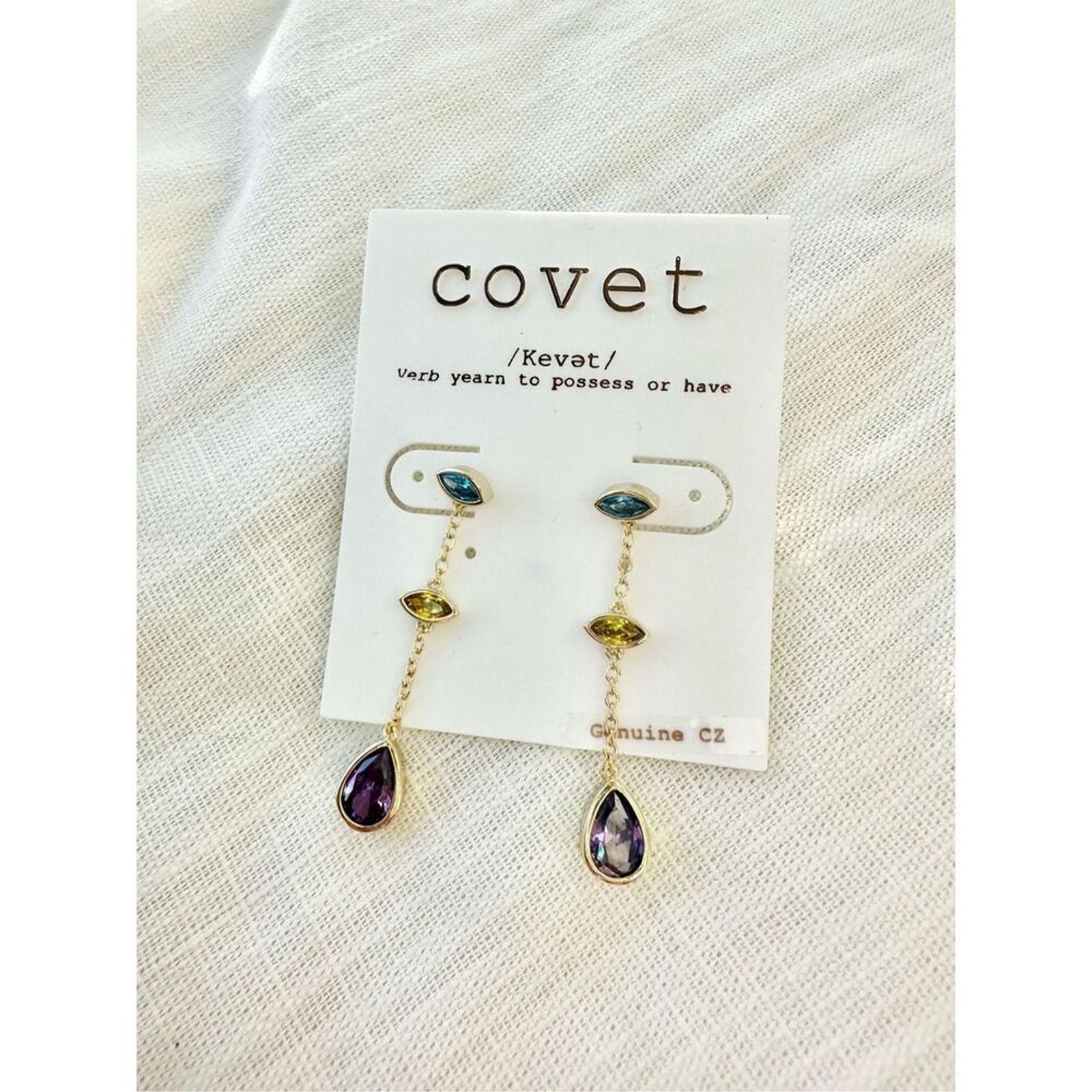 Nordstrom Covet multicolor dangle cubic zirconia earrings ￼ Size ONE SIZE - 2 Thumbnail