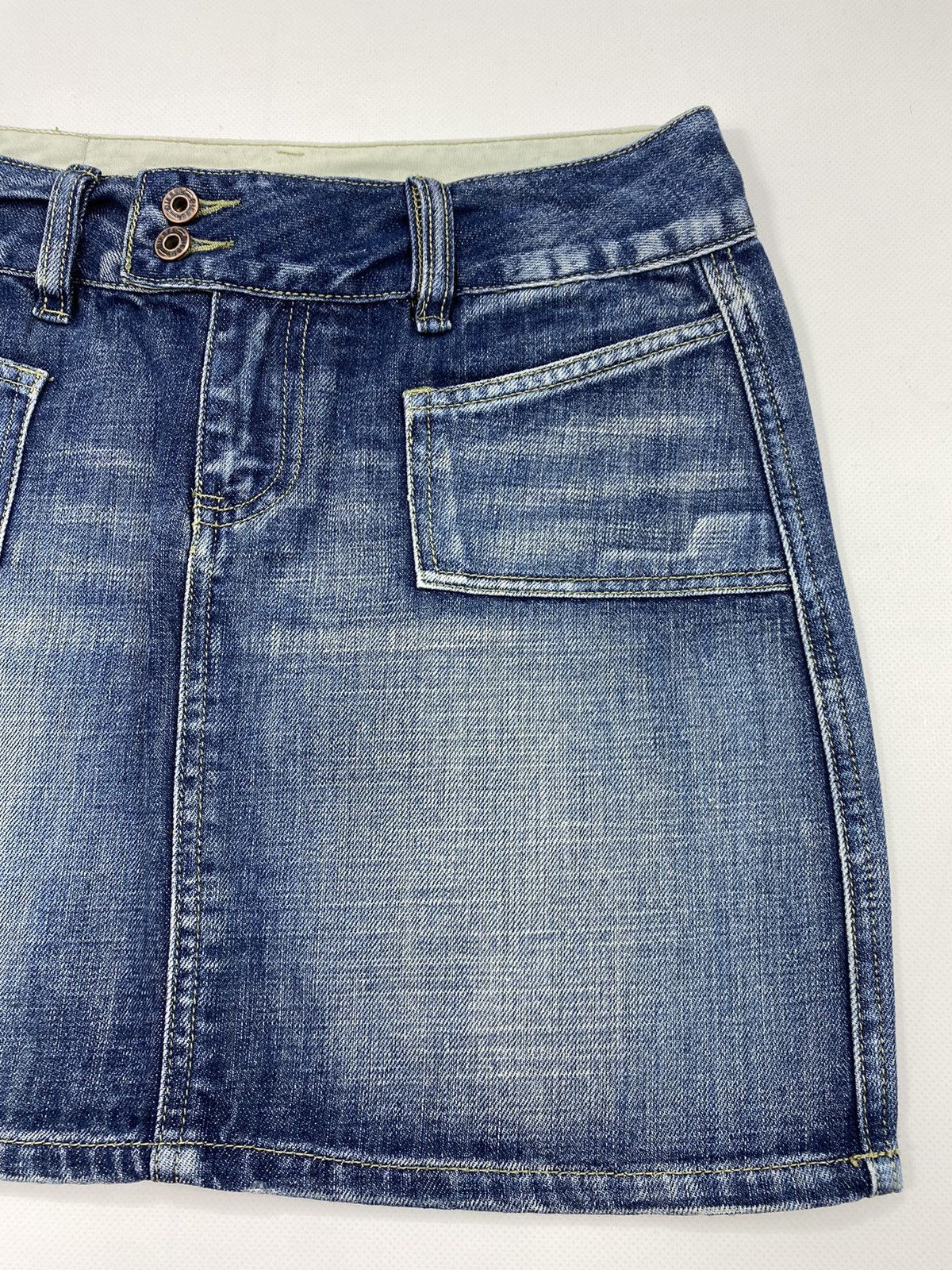 Diesel LASTDROP🔥Vintage Y2K Diesel A Line Washed Denim D Mini Skirt Size 29" - 6 Thumbnail