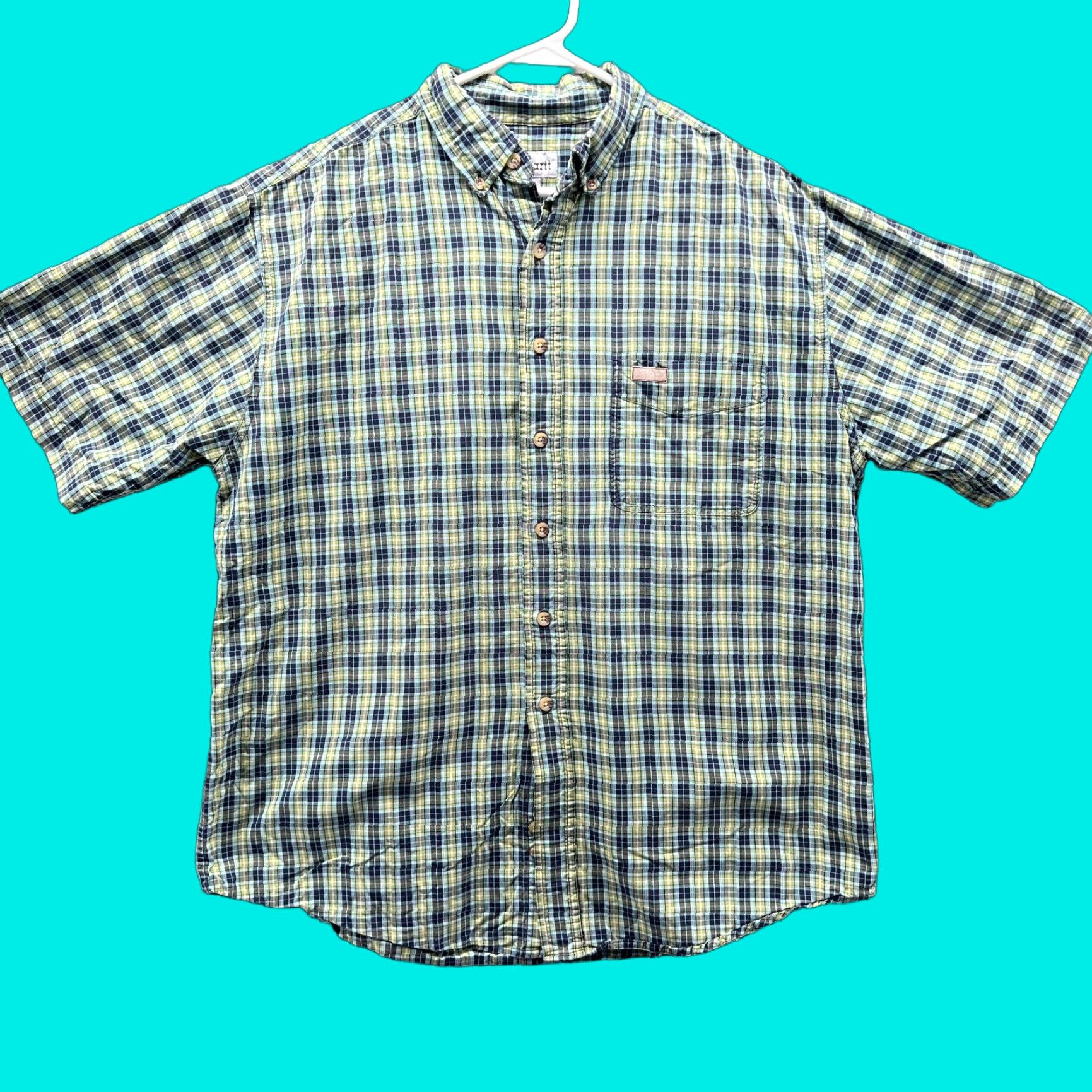 Carhartt VINTAGE Carhartt Shirt Mens Large Green Plaid Button-Down Short Sleeve Casual Workwear Size US L / EU 52-54 / 3 - 1 Thumbnail