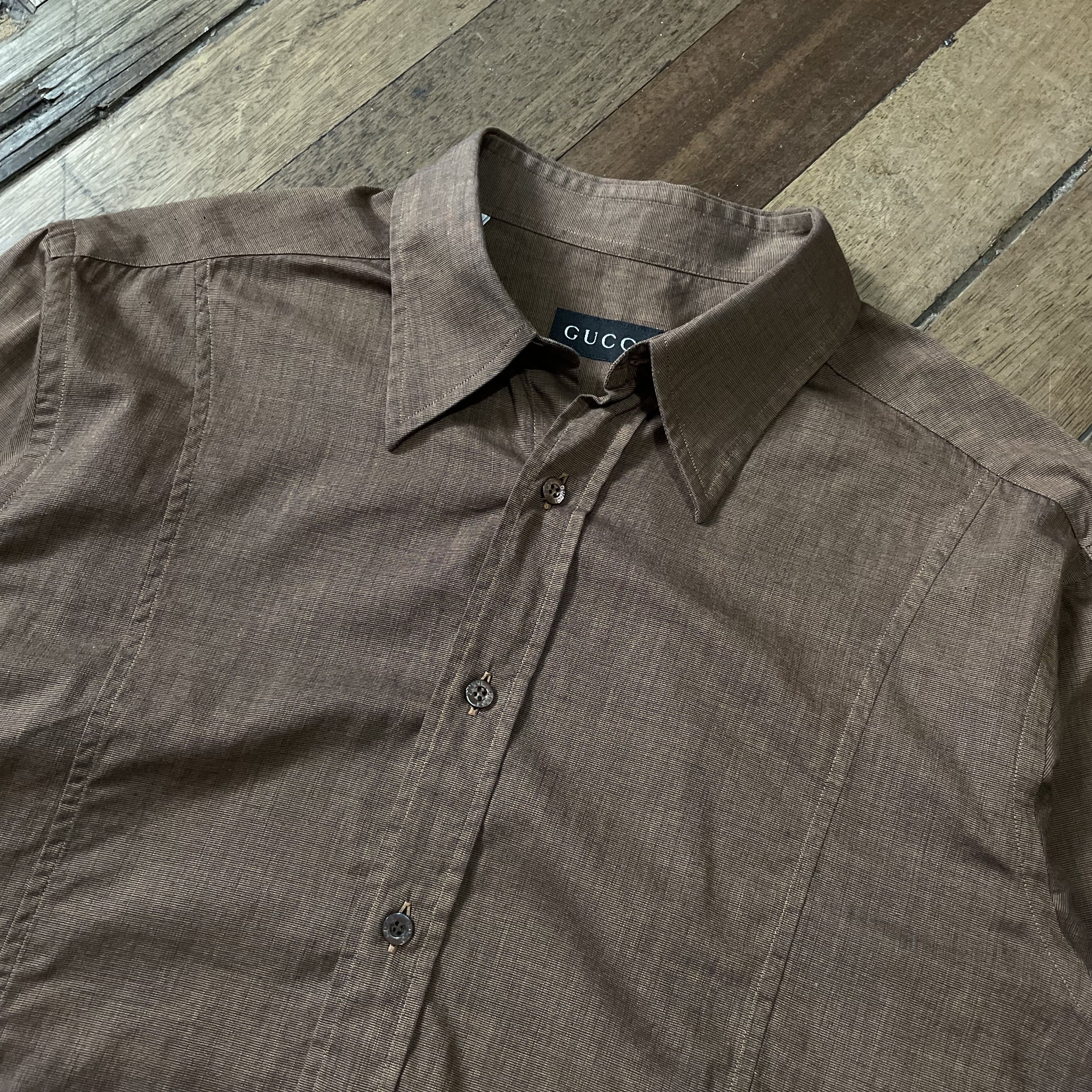 Gucci Vintage Gucci - Tomford Brown Button Up Shirt Size US M / EU 48-50 / 2 - 4 Thumbnail