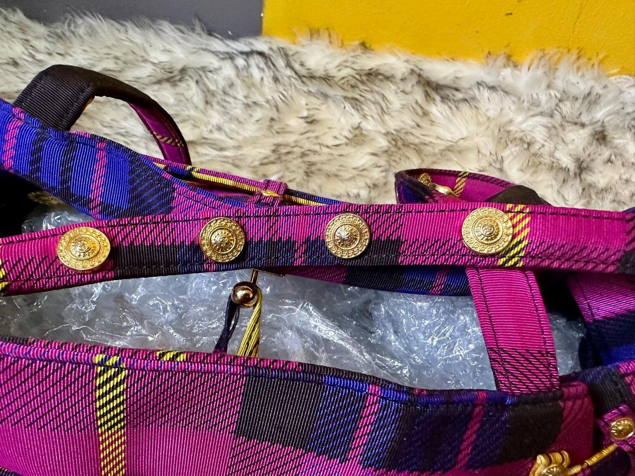 Versace Authentic Gianni Versace Baroque Plaid Print Tote Bag Size ONE SIZE - 9 Thumbnail