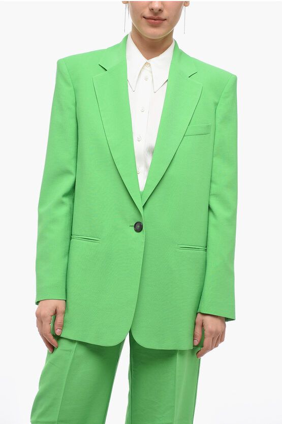 Image of The Andamane Oversized Guia Blazer With Welt Pockets in Green, Women's (Size XS)