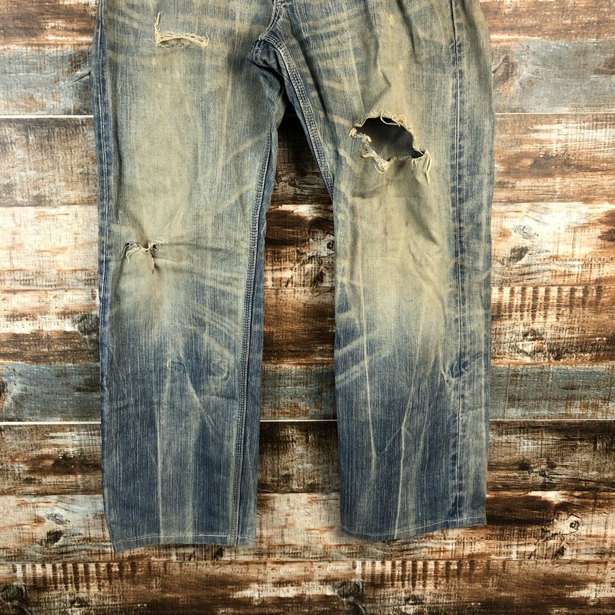 Edwin DLL Edwin Blue Distressed ripped Denim Pants #C239 Size US 35 - 3 Thumbnail
