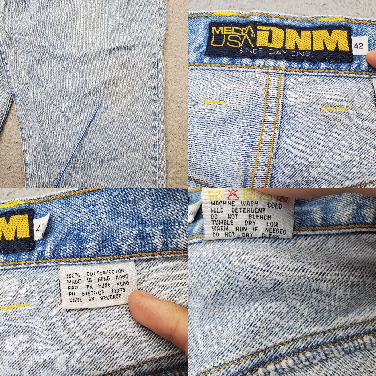 Vintage Mecca Mens Jeans Baggy Cropped Denim 42 Blue High Rise Light Wash Button Fly jeans Size US 42 / EU 58 - 8 Thumbnail