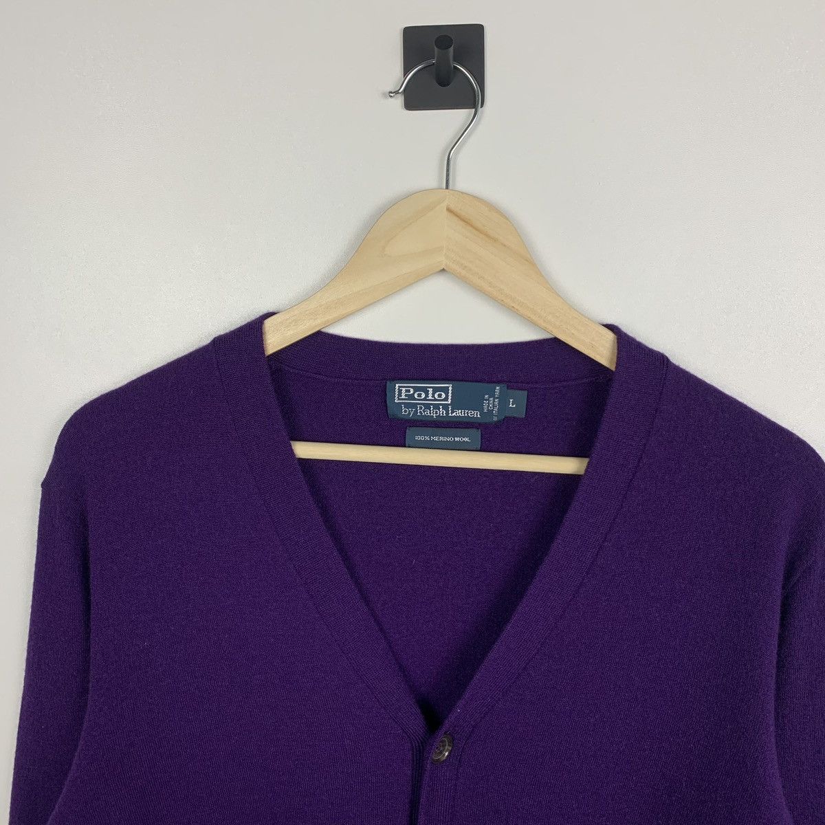 Polo Ralph Lauren Vintage Polo Ralph Lauren Merino Wool Cardigan Purple 90's Size US L / EU 52-54 / 3 - 6 Thumbnail