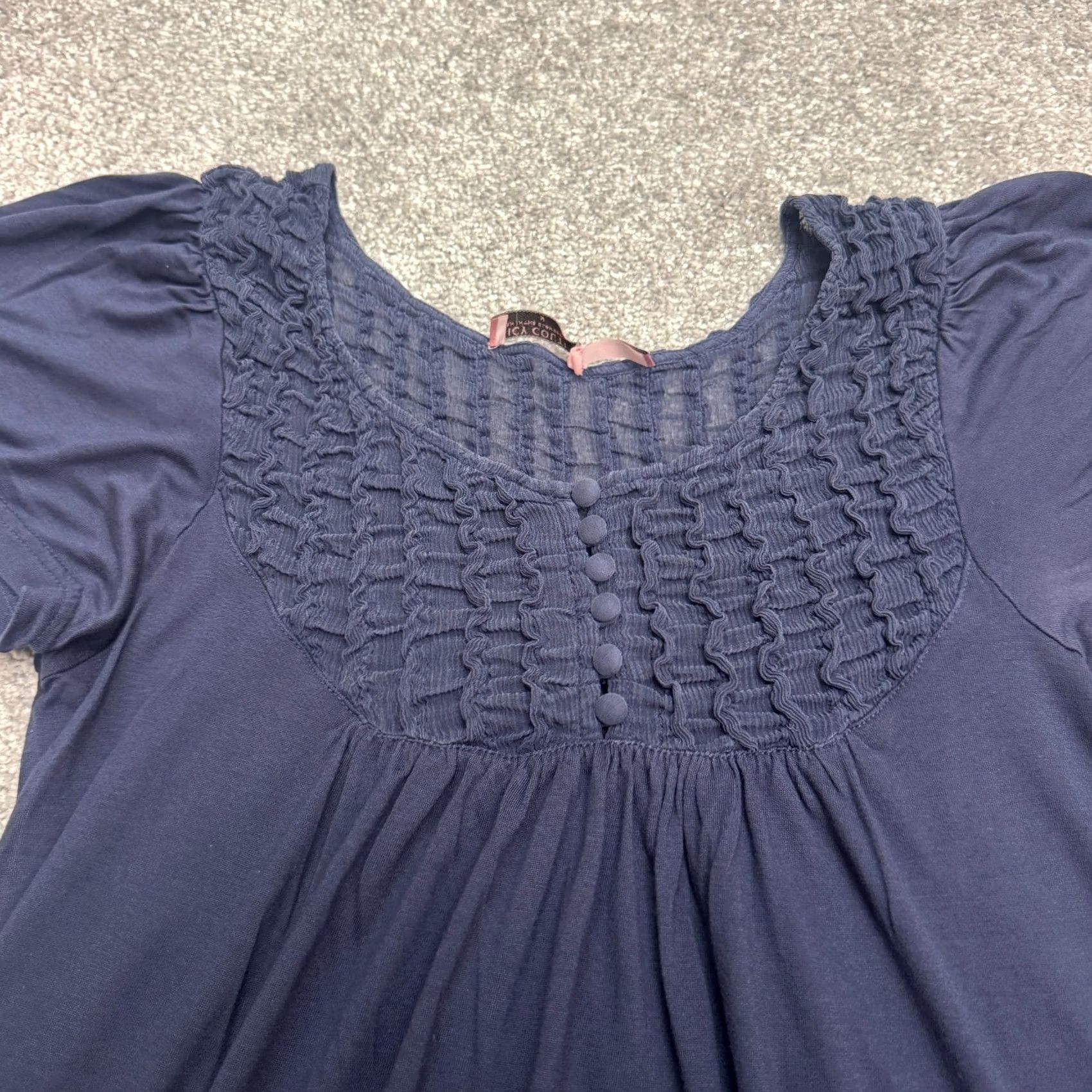 Juicy Couture Juicy Couture Dress Womens Medium Navy Blue Smocked Knit Flutter Sleeve A-Line Size M / US 6-8 / IT 42-44 - 5 Thumbnail