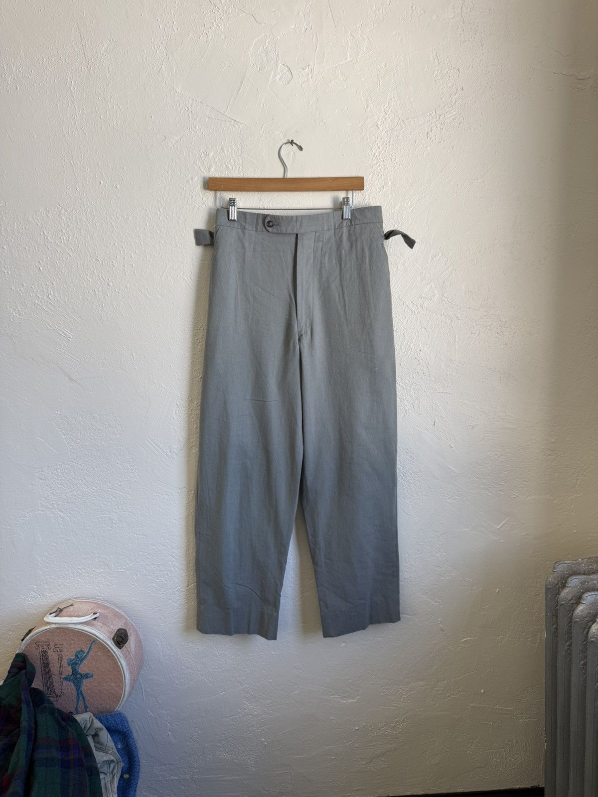 Bode Bode Side Tie Sage Green Wool Dress Pants Size US 36 / EU 52 - 1 Thumbnail