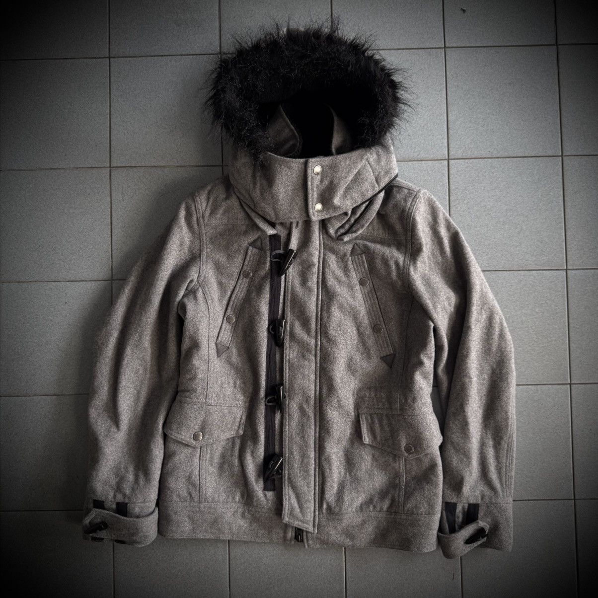 If Six Was Nine 2000s Semantic Duffle Fur Wool Jacket Size US M / EU 48-50 / 2 - 1 Thumbnail