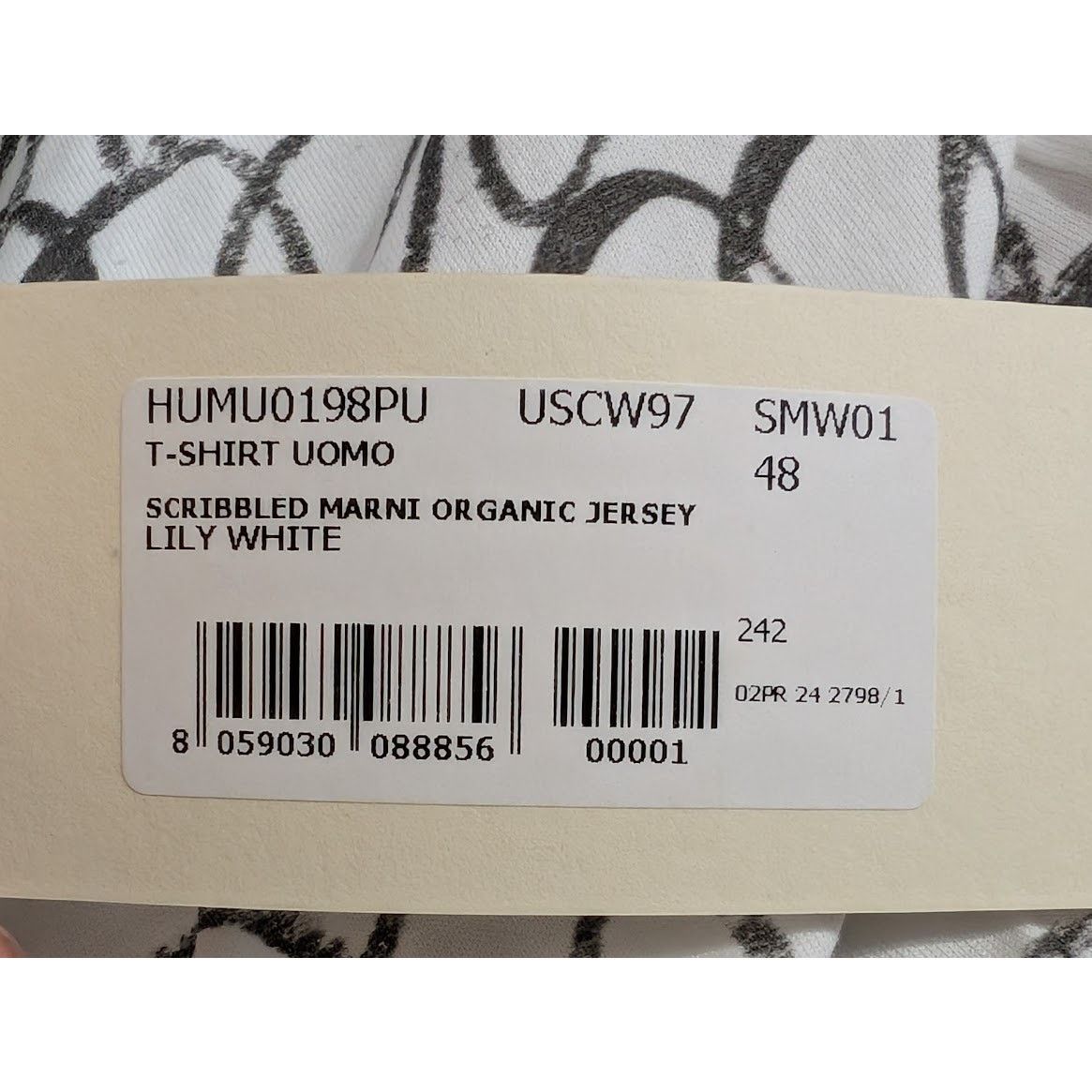 Marni o1rshd1 Scribbled Marni Organic Jersey T-Shirt in Lily White Size US M / EU 48-50 / 2 - 19 Thumbnail