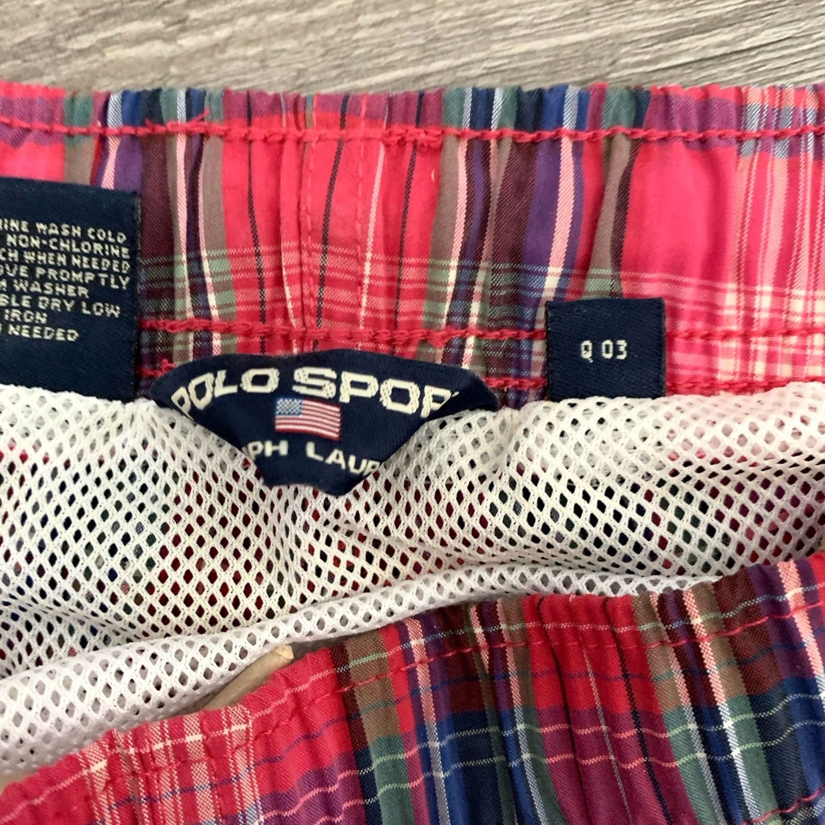 Vintage POLO SPORT Ralph Lauren Swim Trunks Mens Medium Dark Pink Plaid Lined Preppy Size US M / EU 48-50 / 2 - 2 Thumbnail
