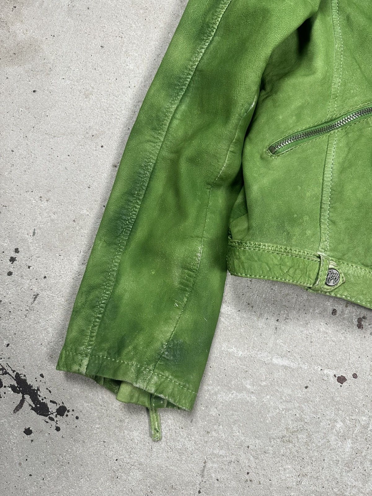 Genuine Leather × Vintage Vintage Y2K Green Leather Moto Biker Style Jacket Size US S / EU 44-46 / 1 - 3 Thumbnail