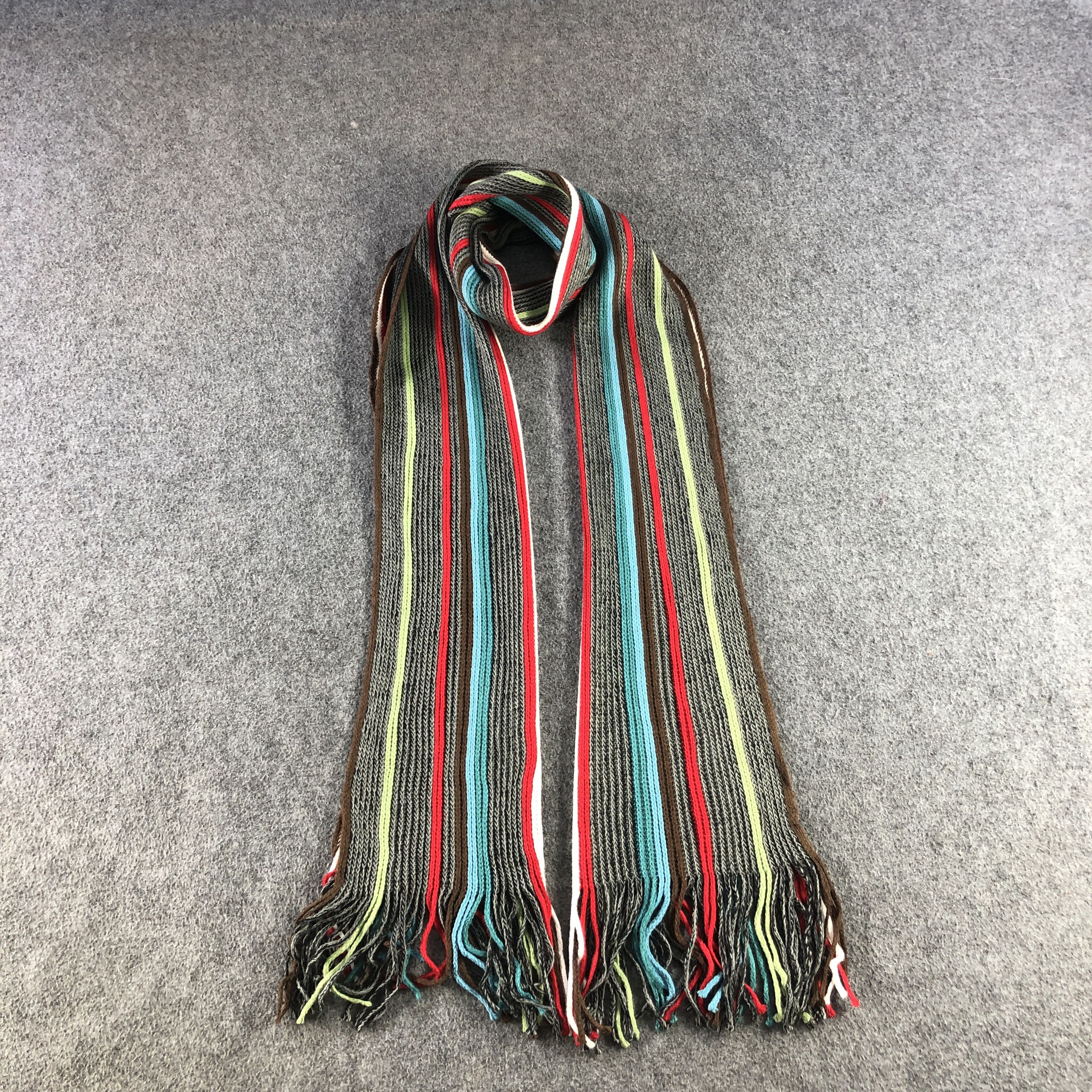 PPFM PPFM Double Sided Striped Knit Wool Scarf Muffler V2864 Size ONE SIZE - 1 Thumbnail