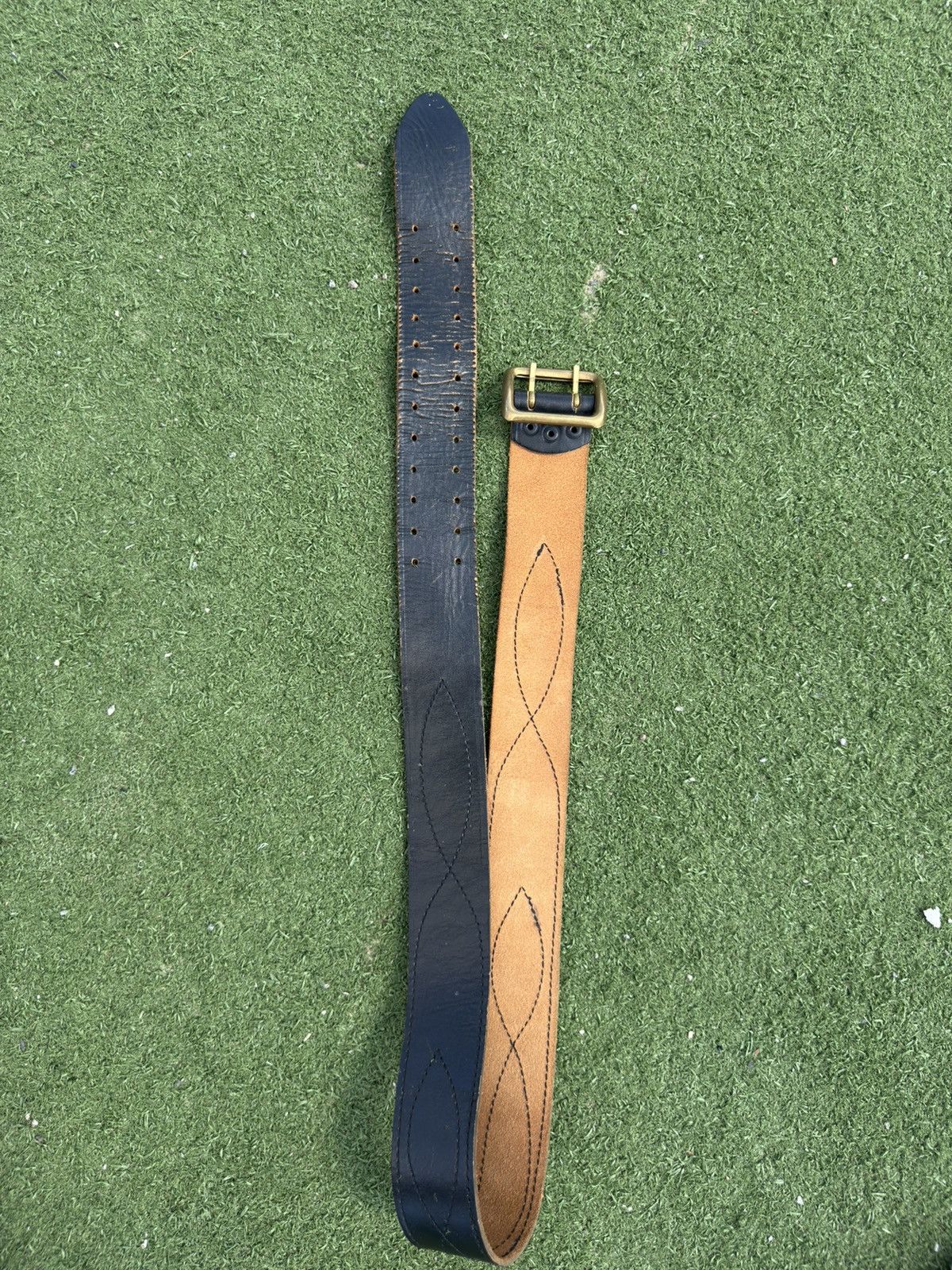 Vintage Old army officer leather double claw belt USSR soviet Size ONE SIZE - 6 Thumbnail