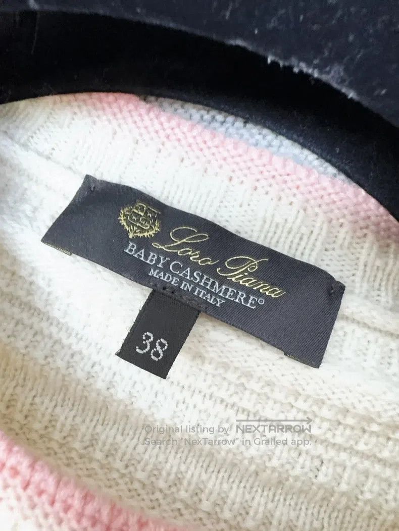 Loro Piana Loro Piana Beige Cashmere Knit Short Sleeve with Pink Edge Size XS / US 0-2 / IT 36-38 - 6 Thumbnail