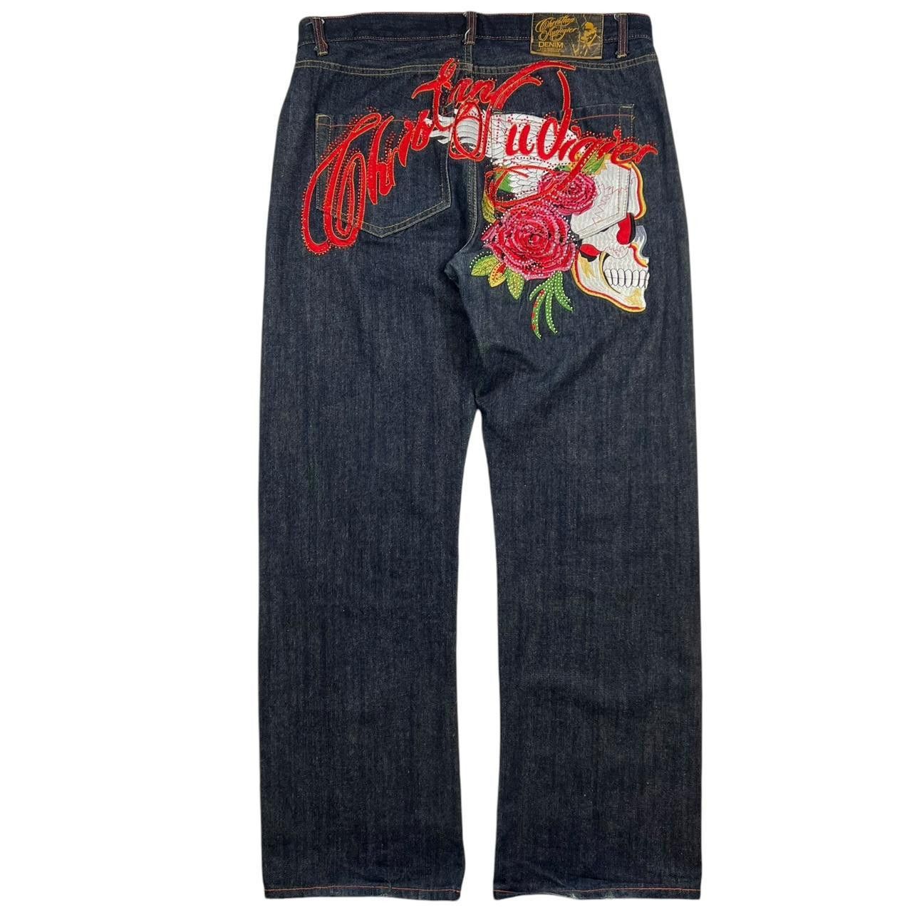 Christian Audigier Christian Audigier Embroidered Jeans Skull & Rose - Waist 38 Size US 38 / EU 54 - 1 Thumbnail