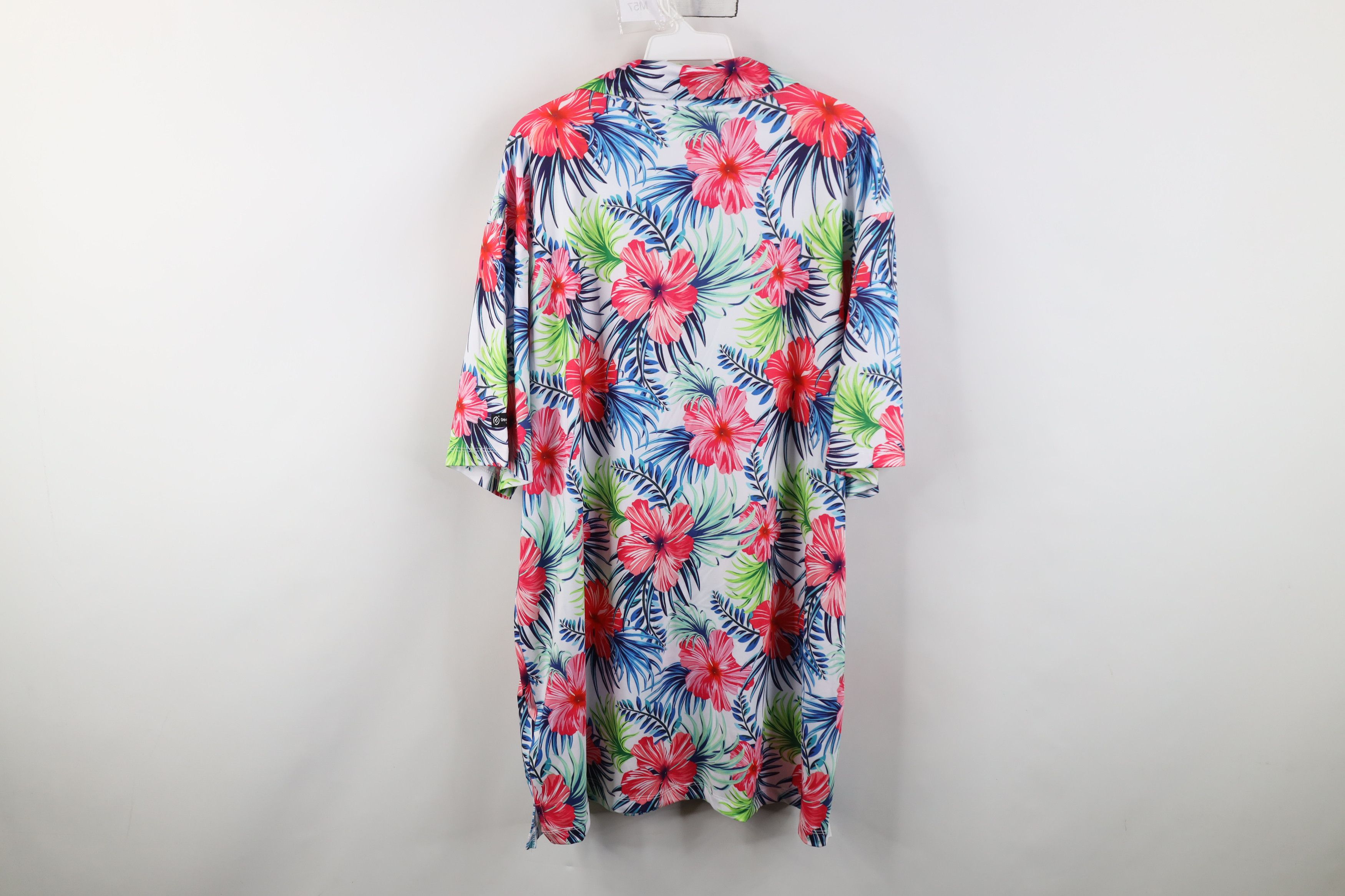 Vintage New Green Side Golf Floral Hawaiian Knit Golfing Polo Shirt Size US XXL / EU 58 / 5 - 11 Thumbnail
