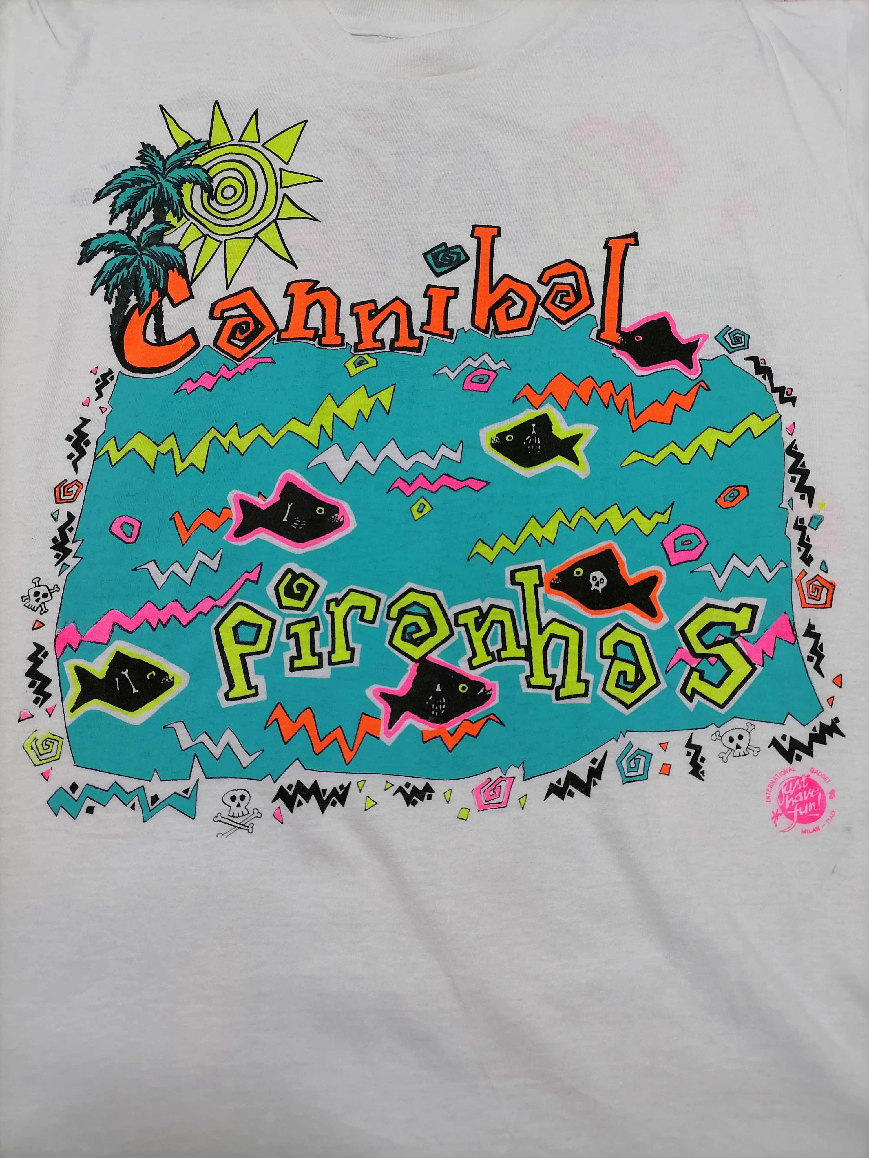 Vintage Vintage Tee CANNIBAL PIRHANAS , Italy 1984 Size US XL / EU 56 / 4 - 2 Thumbnail