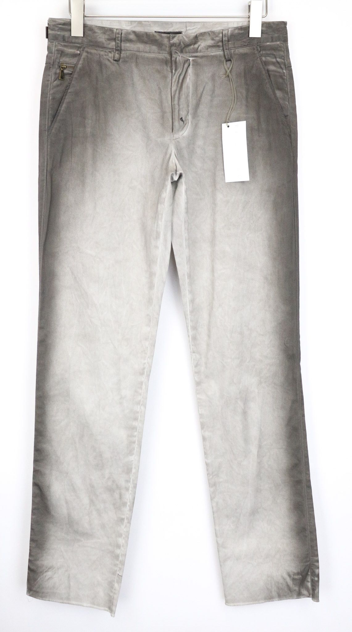 John Richmond 48 Grey Cotton Stretch Aged Look Flat Front Trousers 75851 Size US 32 / EU 48 - 1 Thumbnail