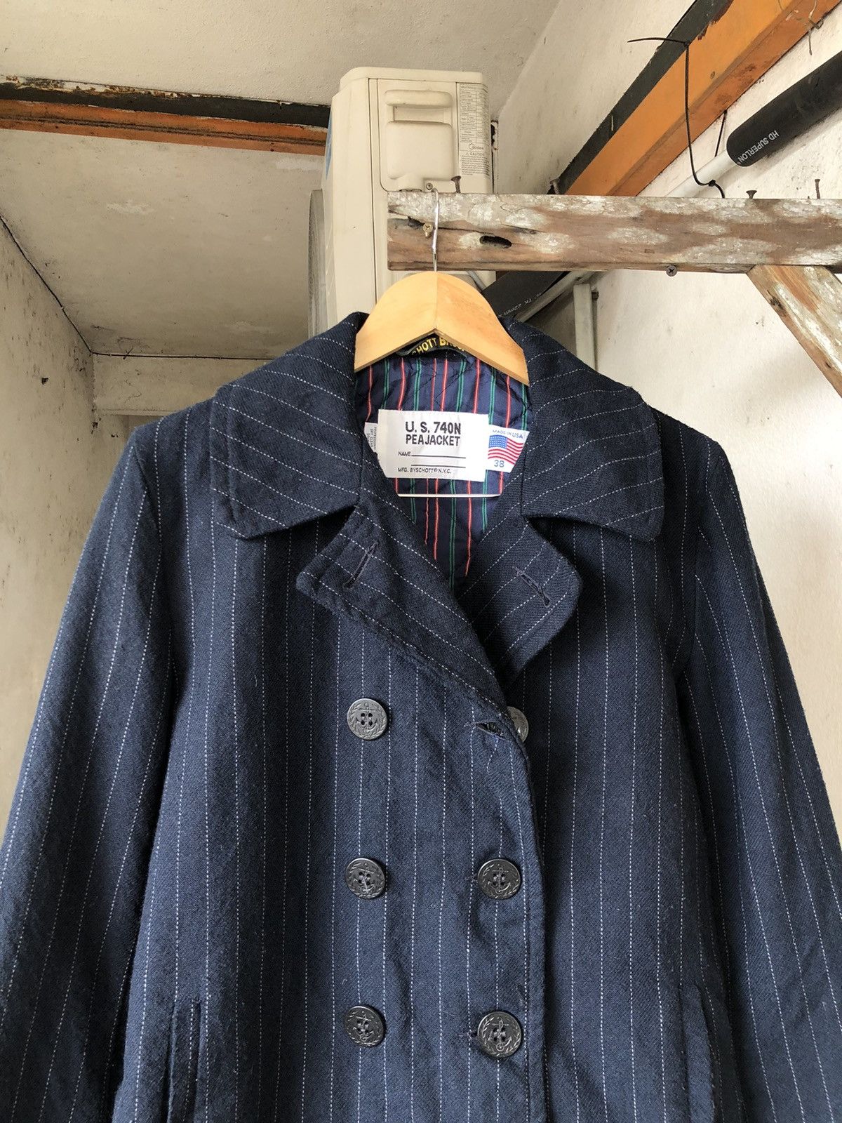 Schott Rare❗️Schott x Takeo Kikuchi Wool Stripe Pea Coat Size US S / EU 44-46 / 1 - 3 Thumbnail
