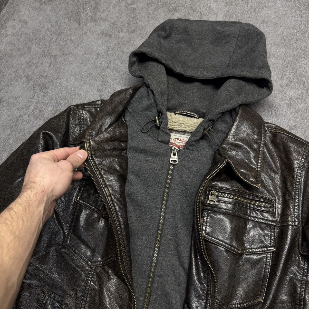 Levi's × Vintage Vintage Levi’s Distressed Faux Leather Hooded Jacket Size US M / EU 48-50 / 2 - 3 Thumbnail