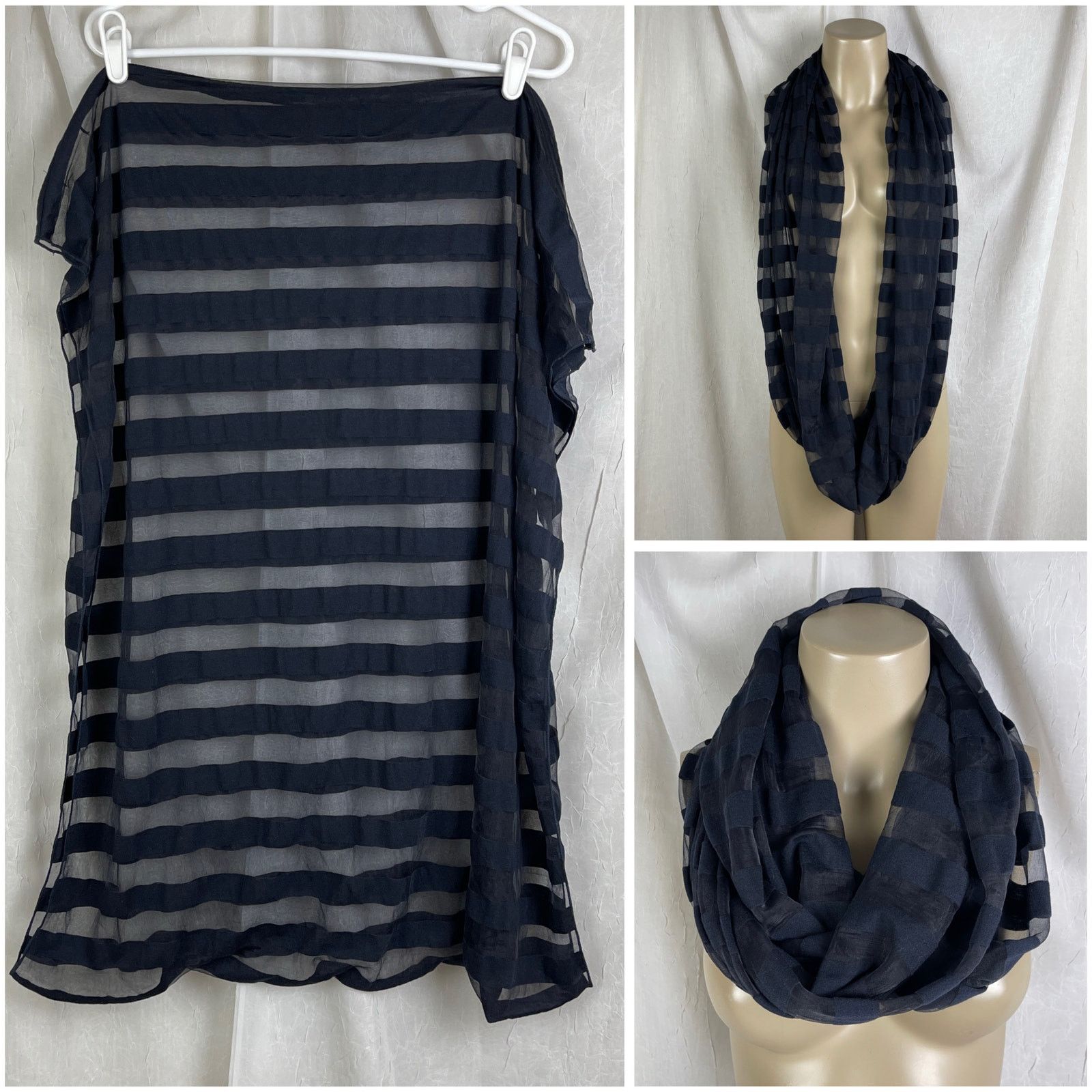 Steve Madden Steve Madden Sheer Striped Infinity Scarf Semi-Sheer Snood Size ONE SIZE - 1 Thumbnail
