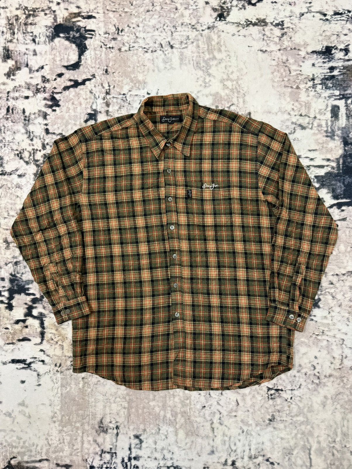 Sean John Vintage Sean John Chekerd Flannel Button Up Shirt Wool Size US XL / EU 56 / 4 - 3 Thumbnail