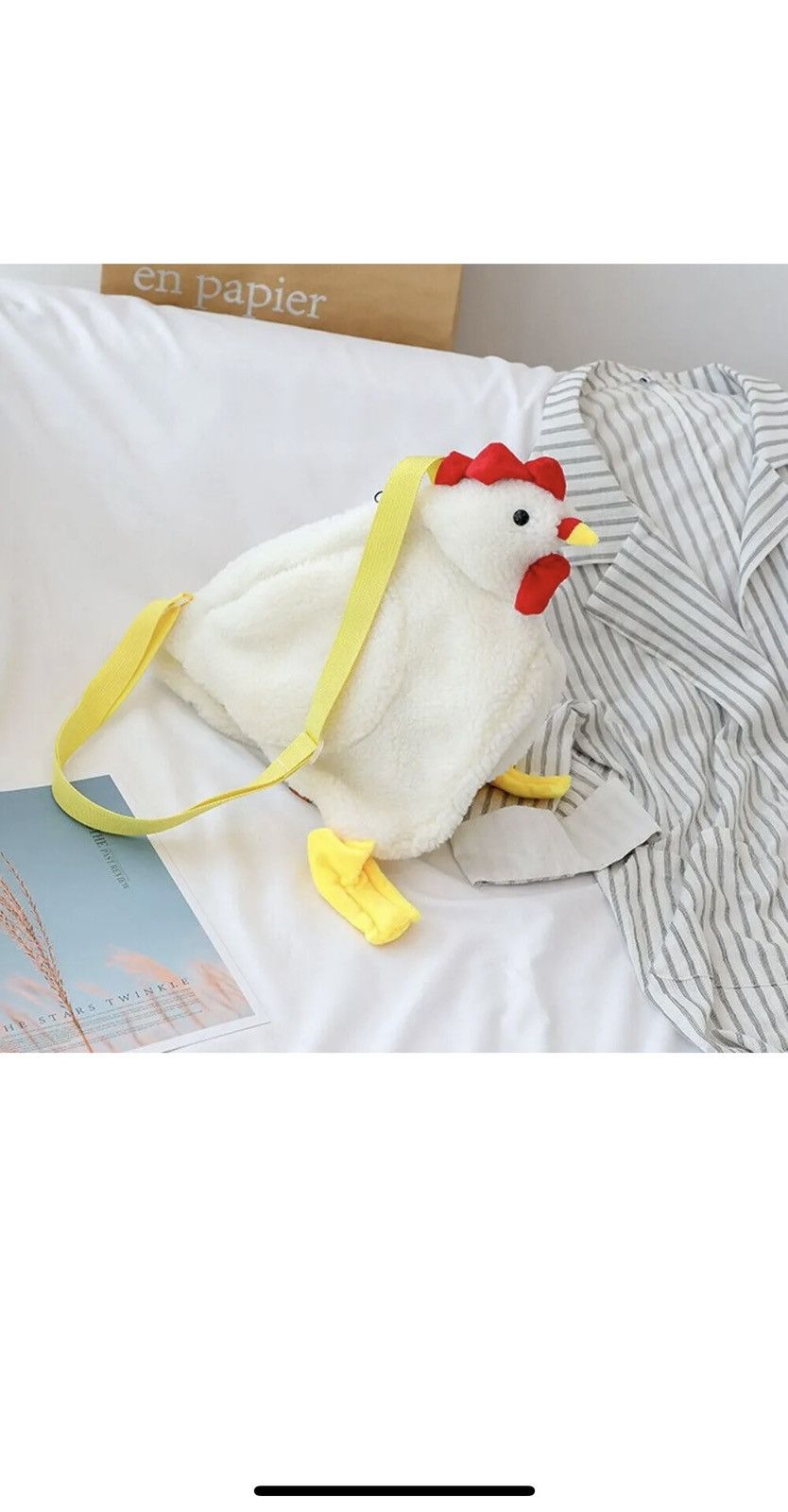 Other Women’s Faux Fur Cartoon Chicken Plush Tote & Crossbody Bag Size ONE SIZE - 8 Thumbnail