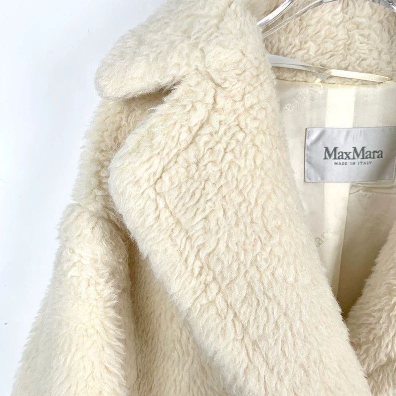 Max Mara Max Mara Lapel double-breasted off-white alpaca-wool teddy Size XS / US 0-2 / IT 36-38 - 3 Thumbnail