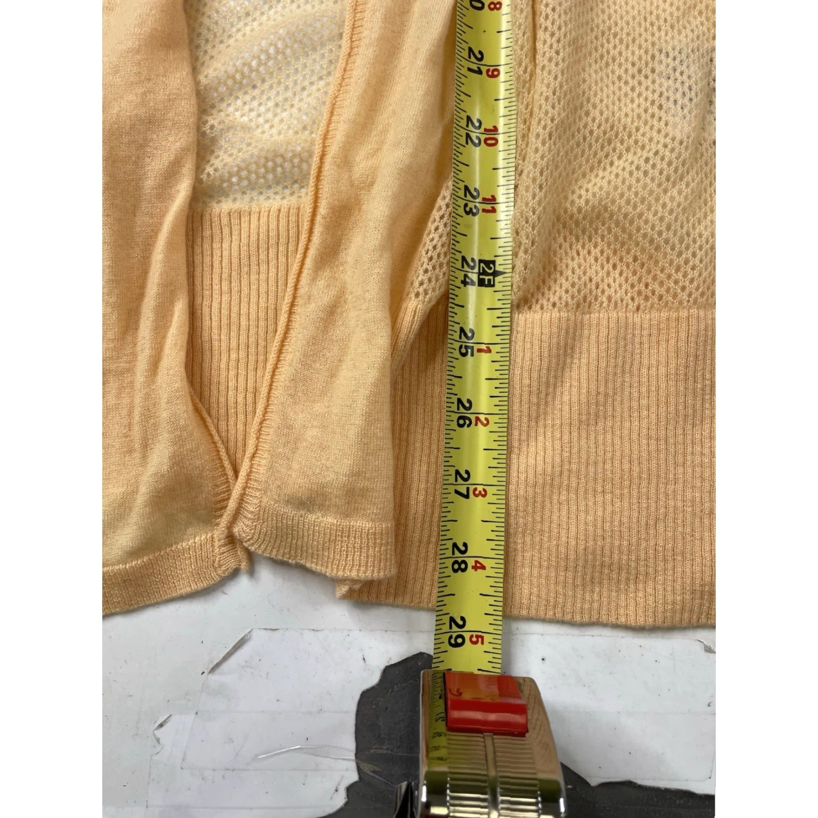 Vintage Magaschoni Cardigan Sweater Womens Open Front Duster Orange Small V-Neck Lightweight Cashmere Knit Ribbed Cuffs Side Slits Mens? Girls? Wait. Size S / US 4 / IT 40 - 5 Thumbnail